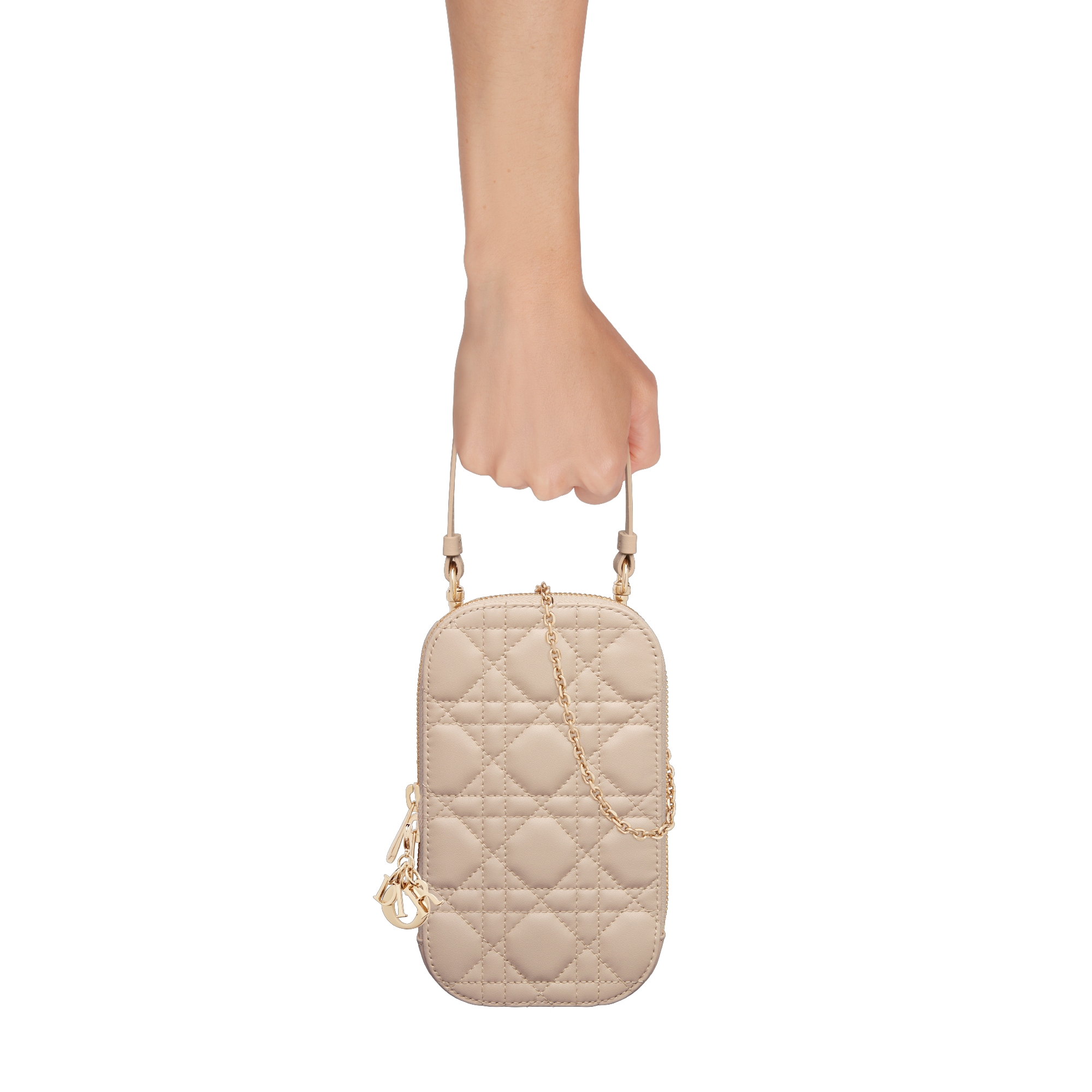 Lady Dior Call'in Dior Smartphone-Hülle Cannage Lammleder in Puderbeige E11