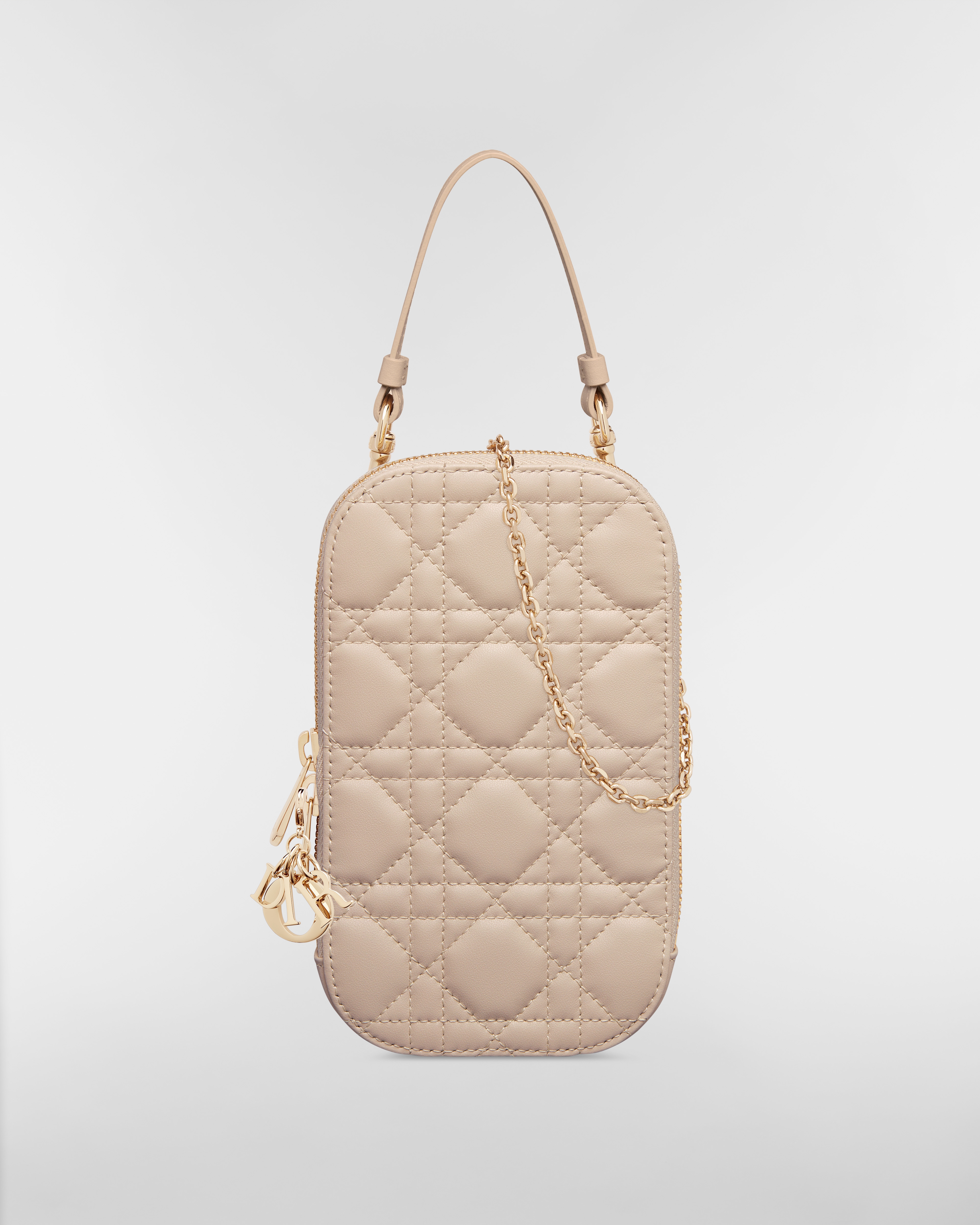 Lady Dior Call'in Dior Phone Holder Powder Beige Cannage Lambskin E01