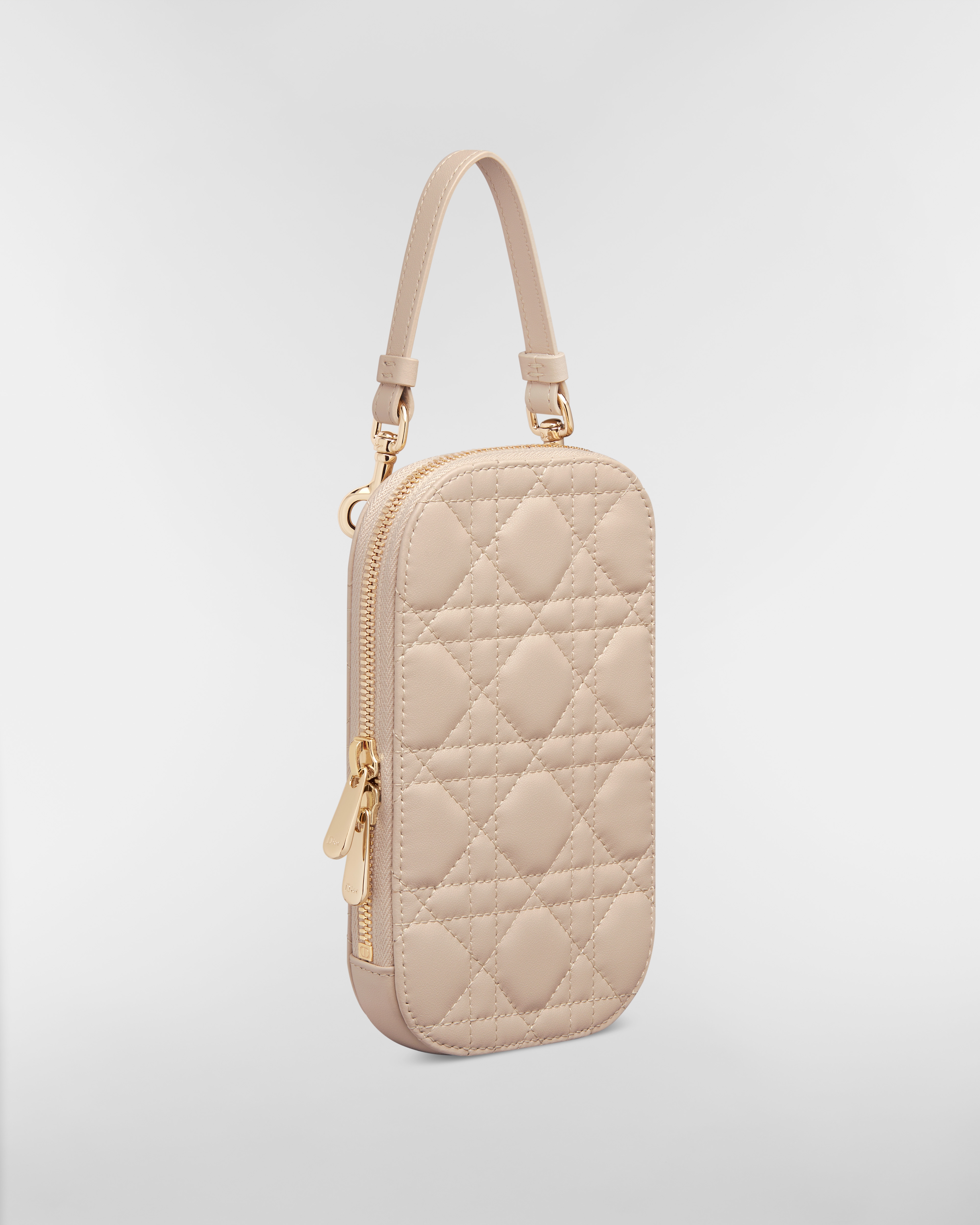 Lady Dior Call'in Dior 휴대폰 홀더 파우더 베이지 까나쥬 양가죽 E03