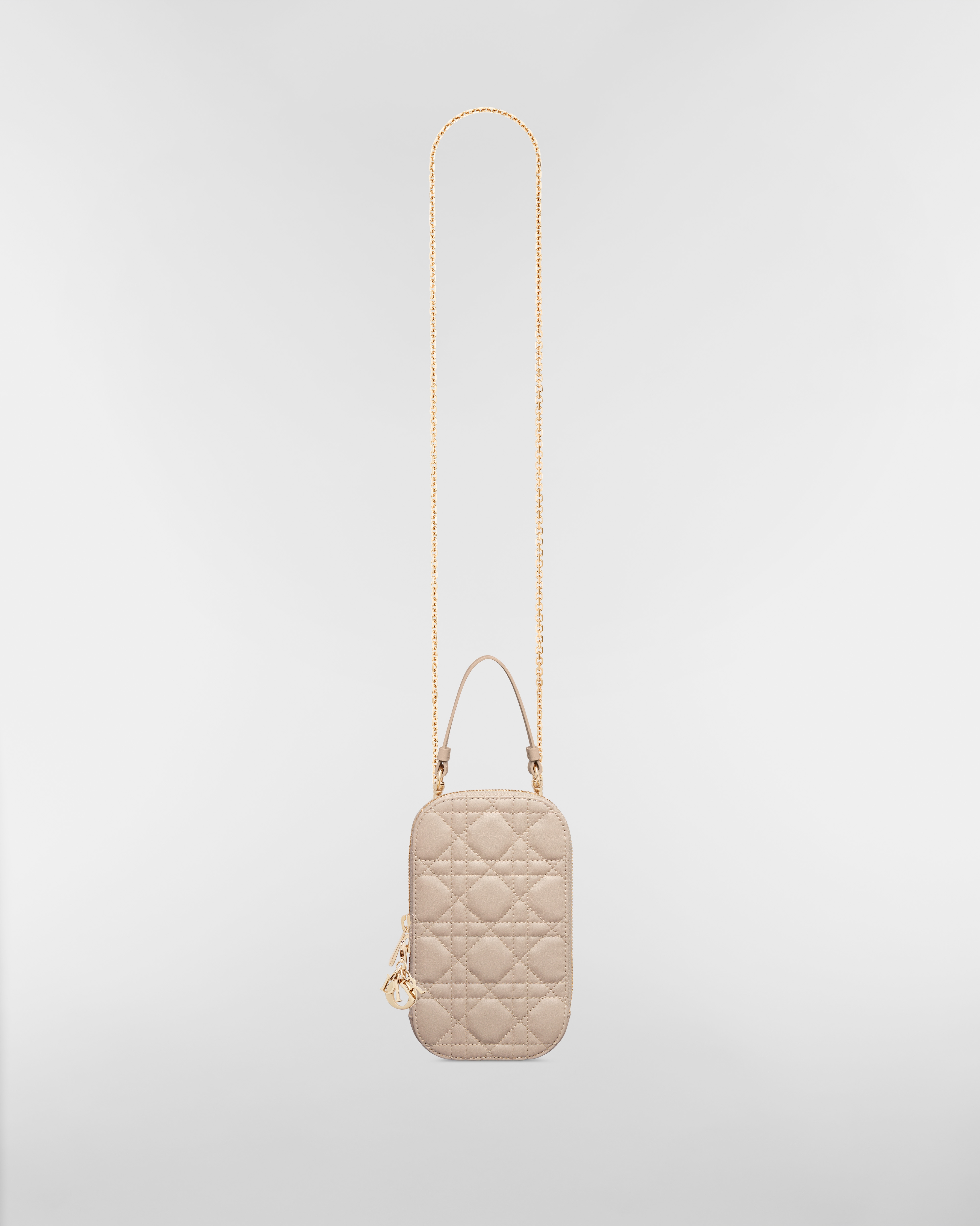 Lady Dior Call'in Dior 휴대폰 홀더 파우더 베이지 까나쥬 양가죽 E07