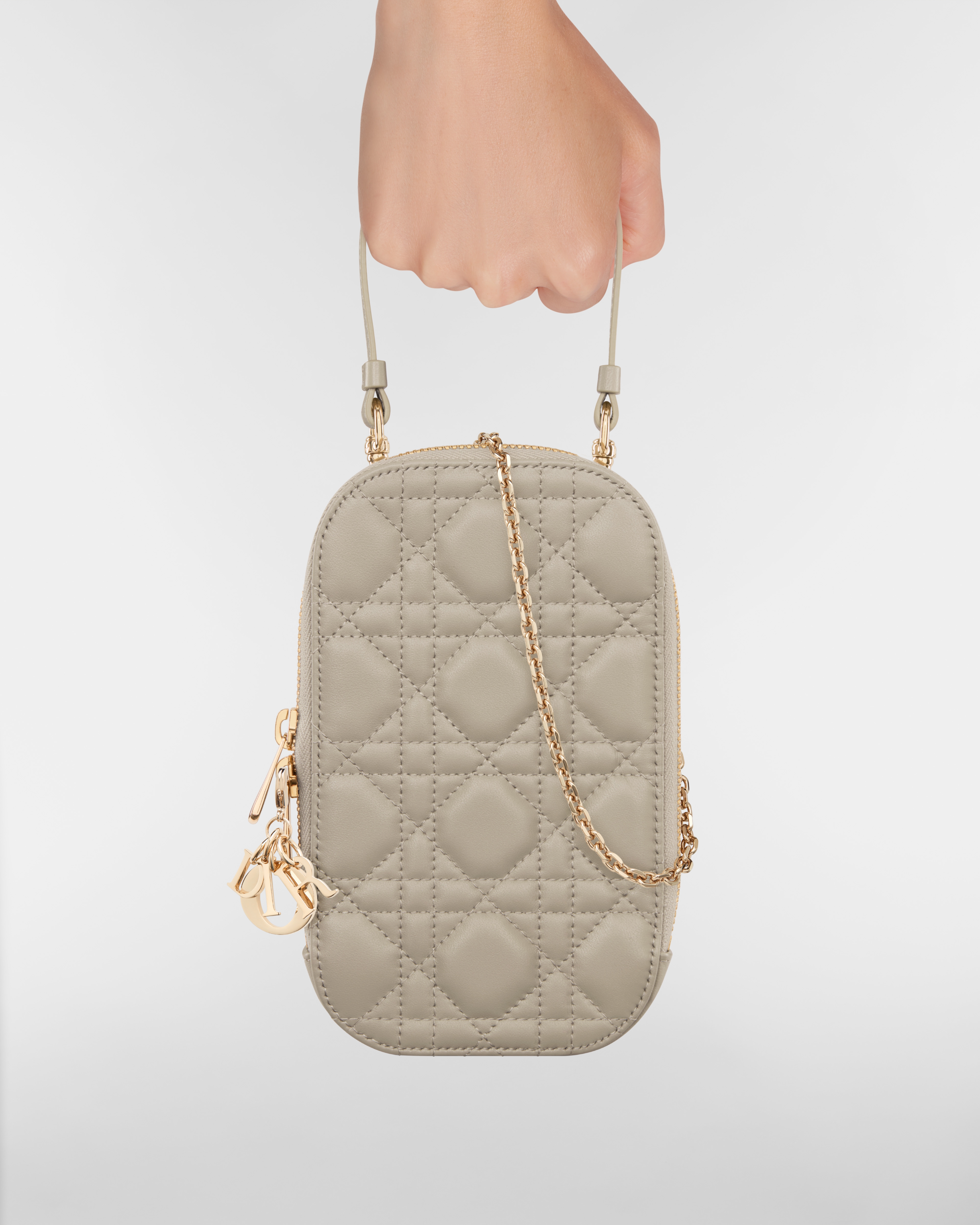 Lady Dior Call'in Dior Phone Holder Rope Beige Cannage Lambskin E11