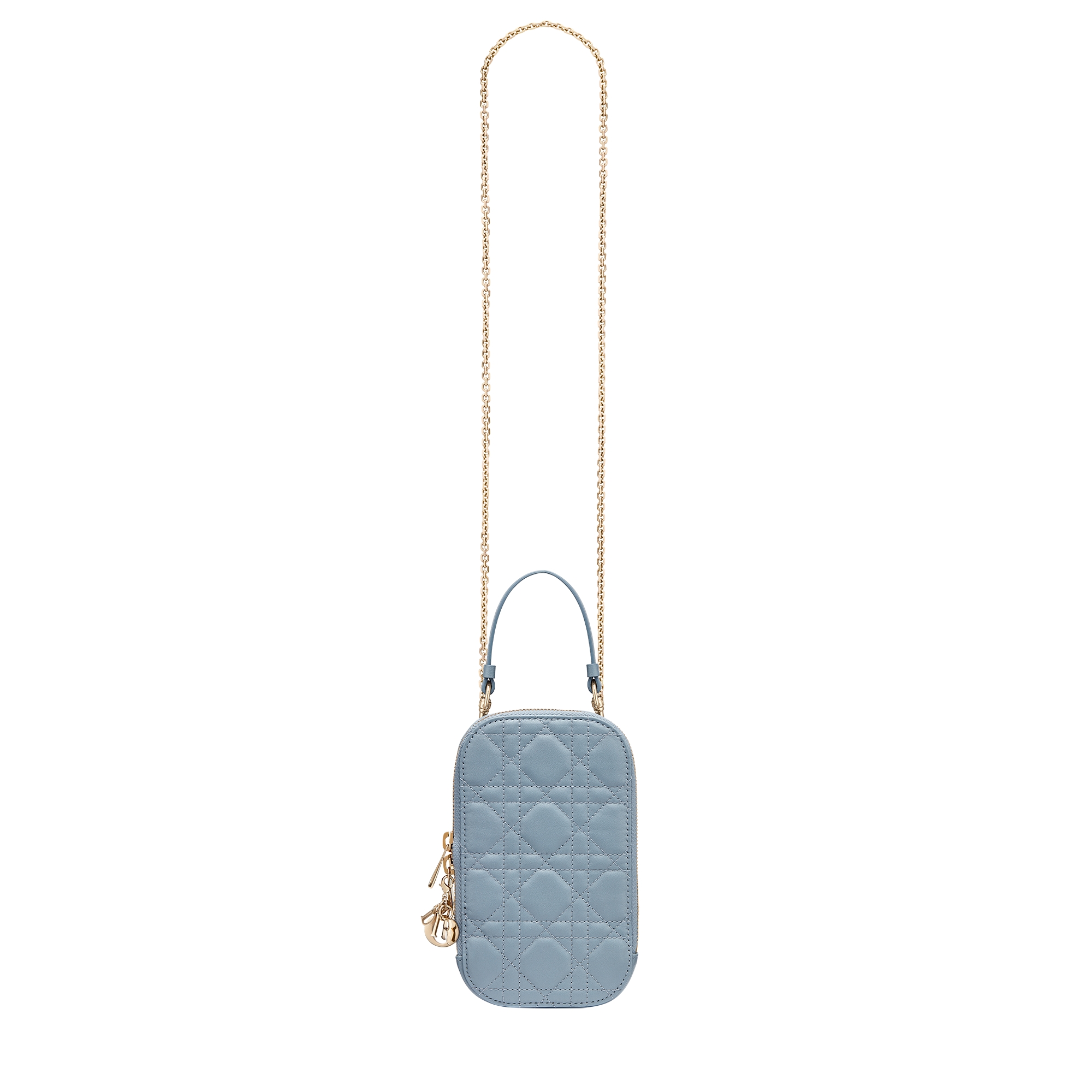 Lady Dior Call'in Dior Phone Holder Cloud Blue Cannage Lambskin E07