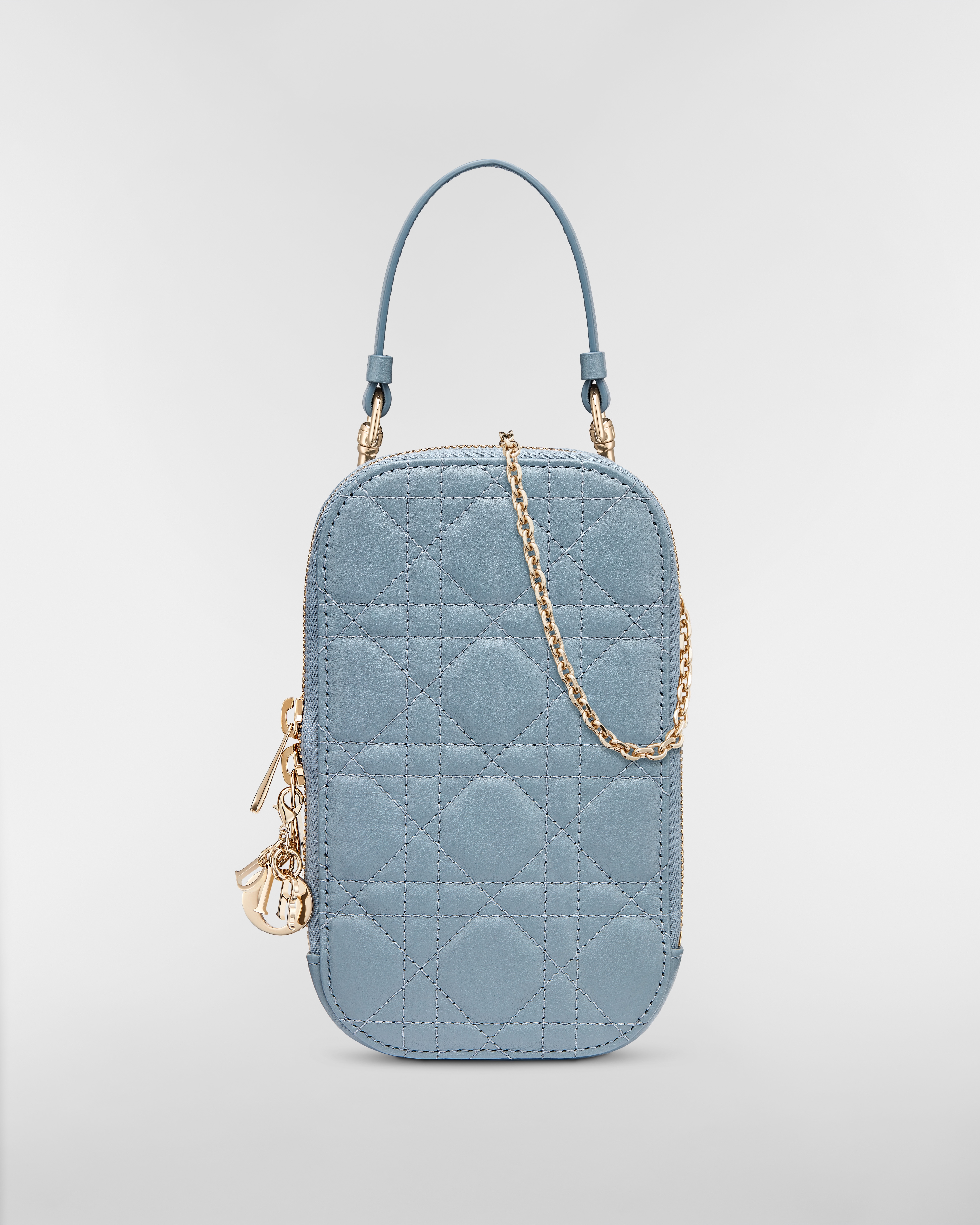 Lady Dior Call'in Dior Phone Holder Cloud Blue Cannage Lambskin E01