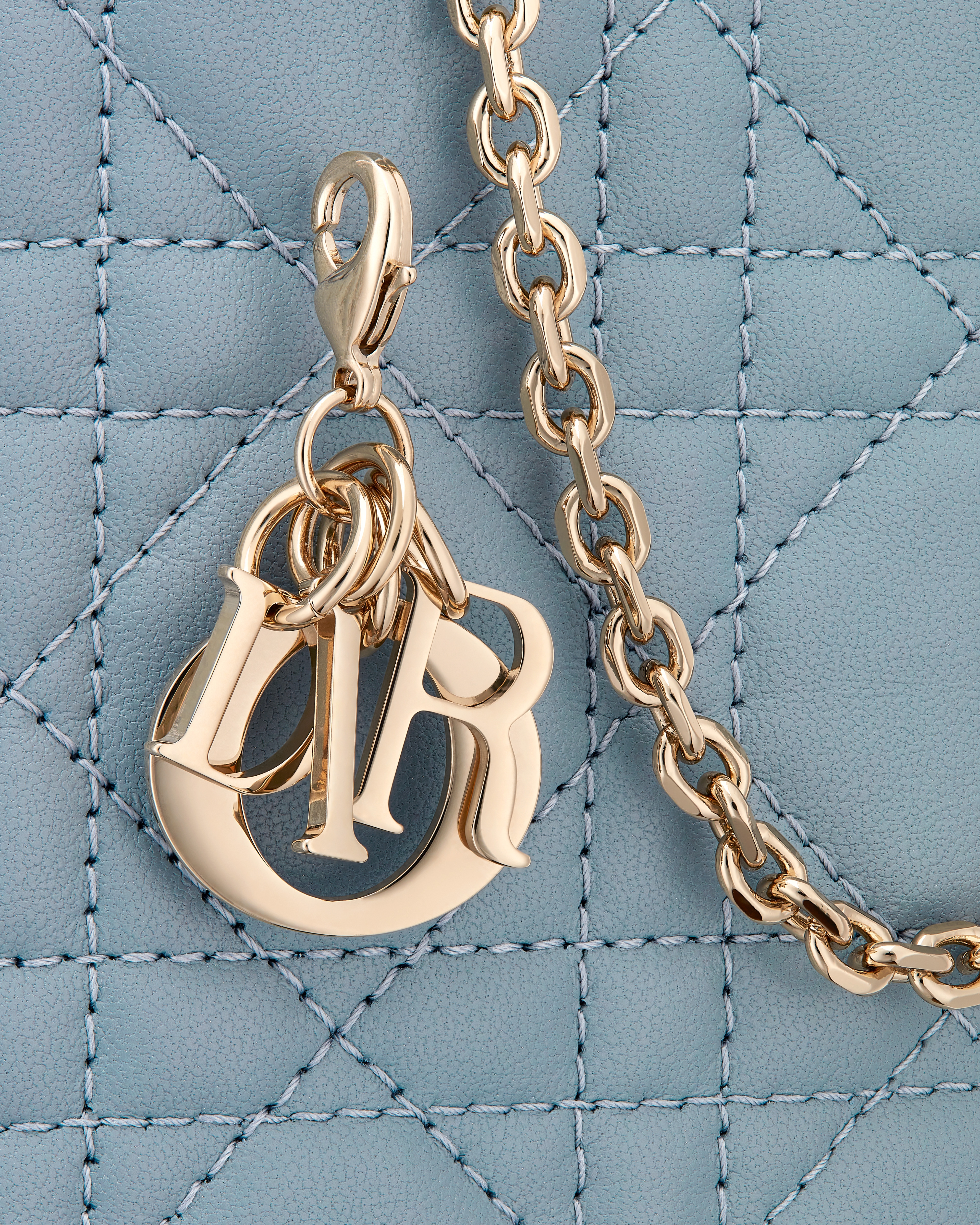 Lady Dior Call'in Dior 휴대폰 홀더 클라우드 블루 까나쥬 양가죽 E09