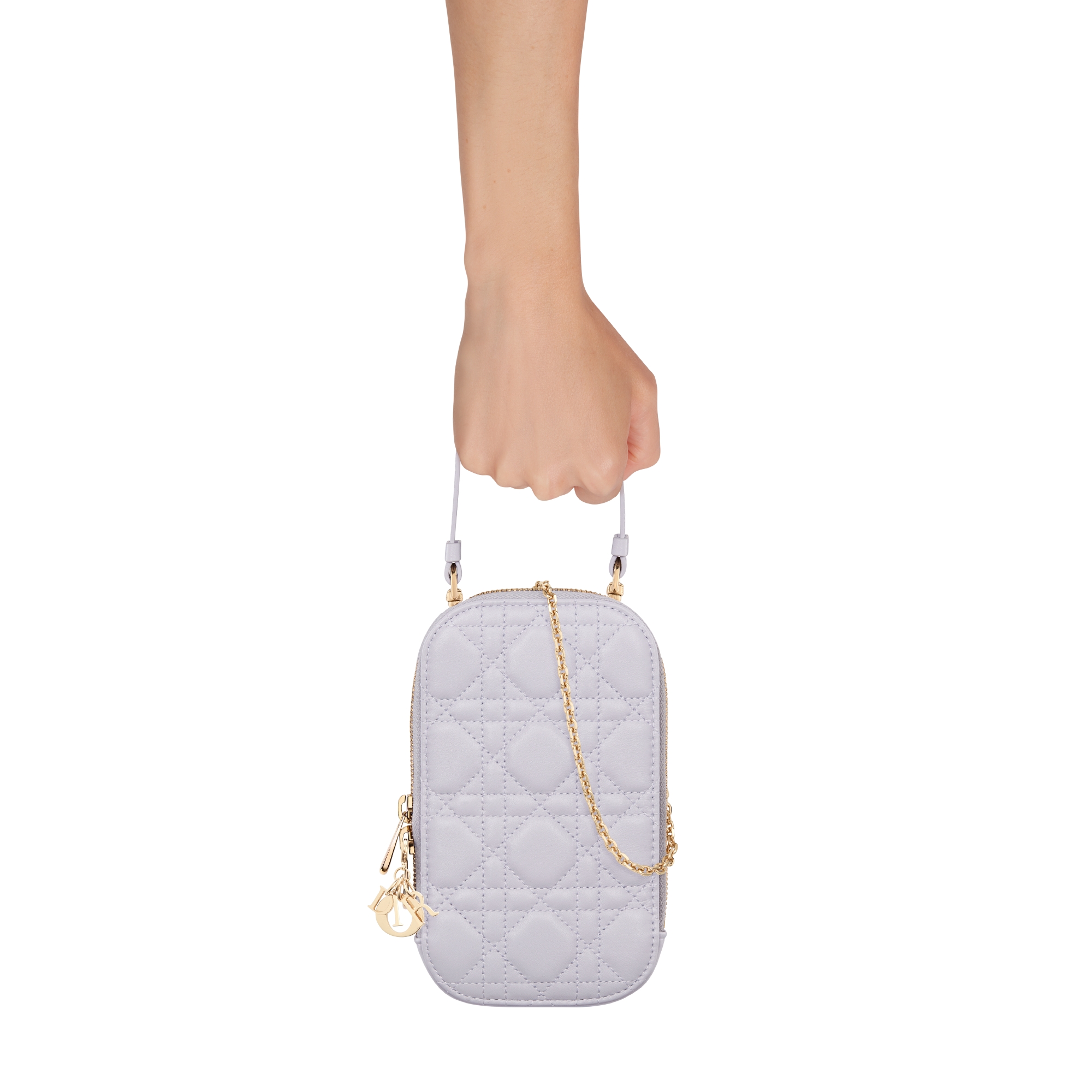 Lady Dior Call'in Dior Phone Holder Lilac Cannage Lambskin E11