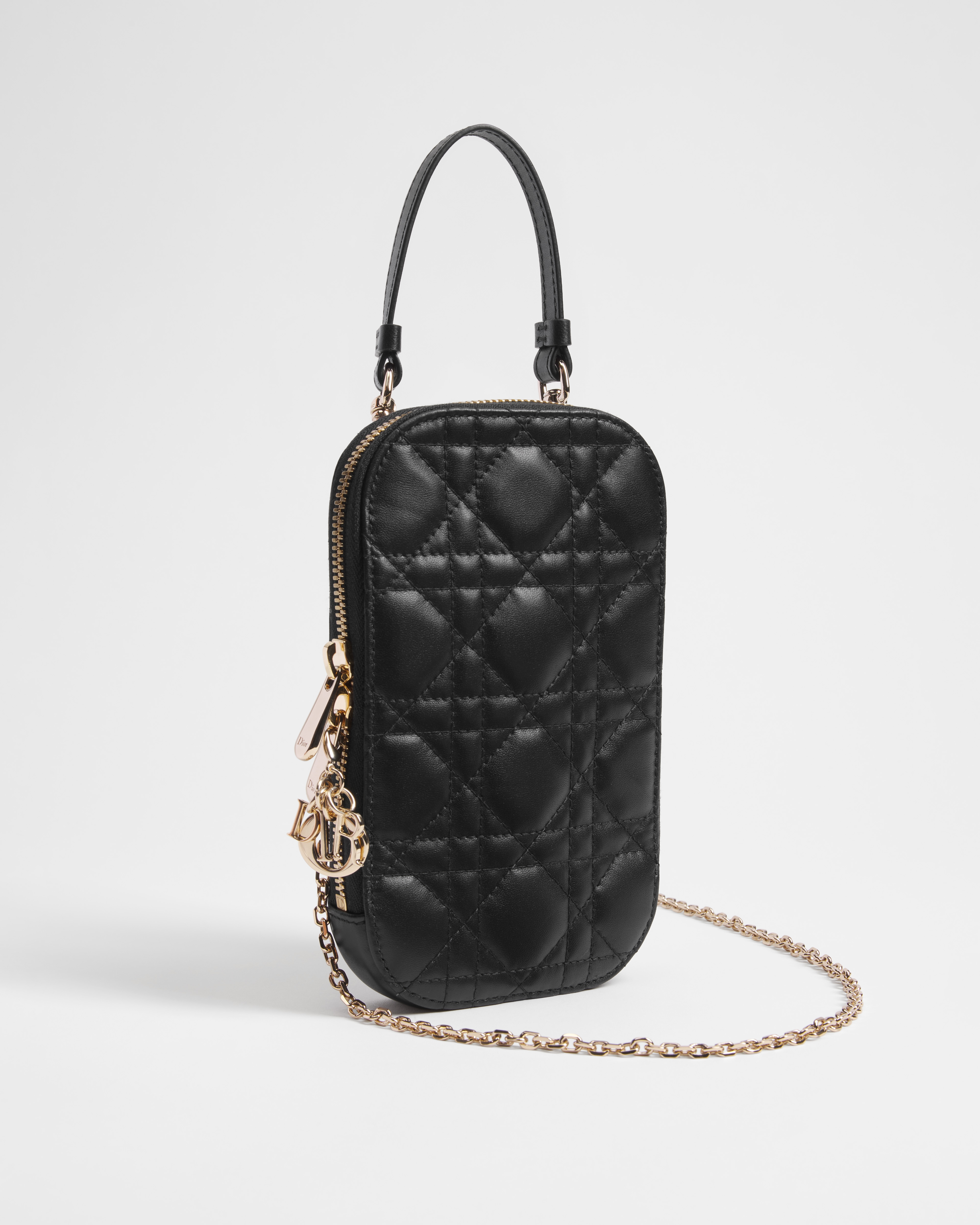 Lady Dior Call'in Dior Smartphone-Hülle Cannage Lammleder in Schwarz E03