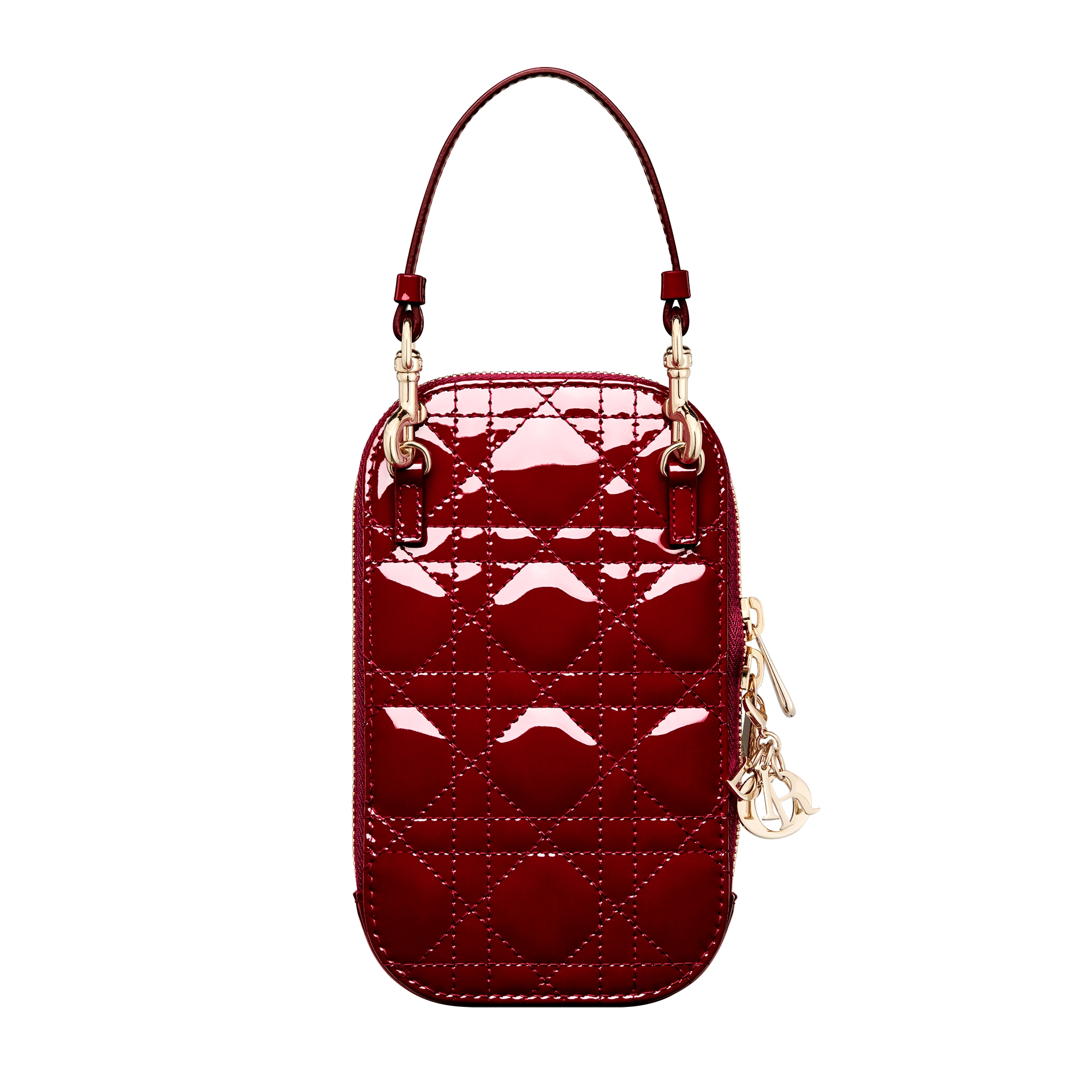 Lady Dior Call'in Dior Phone Holder Cherry Red Patent Cannage Calfskin E08