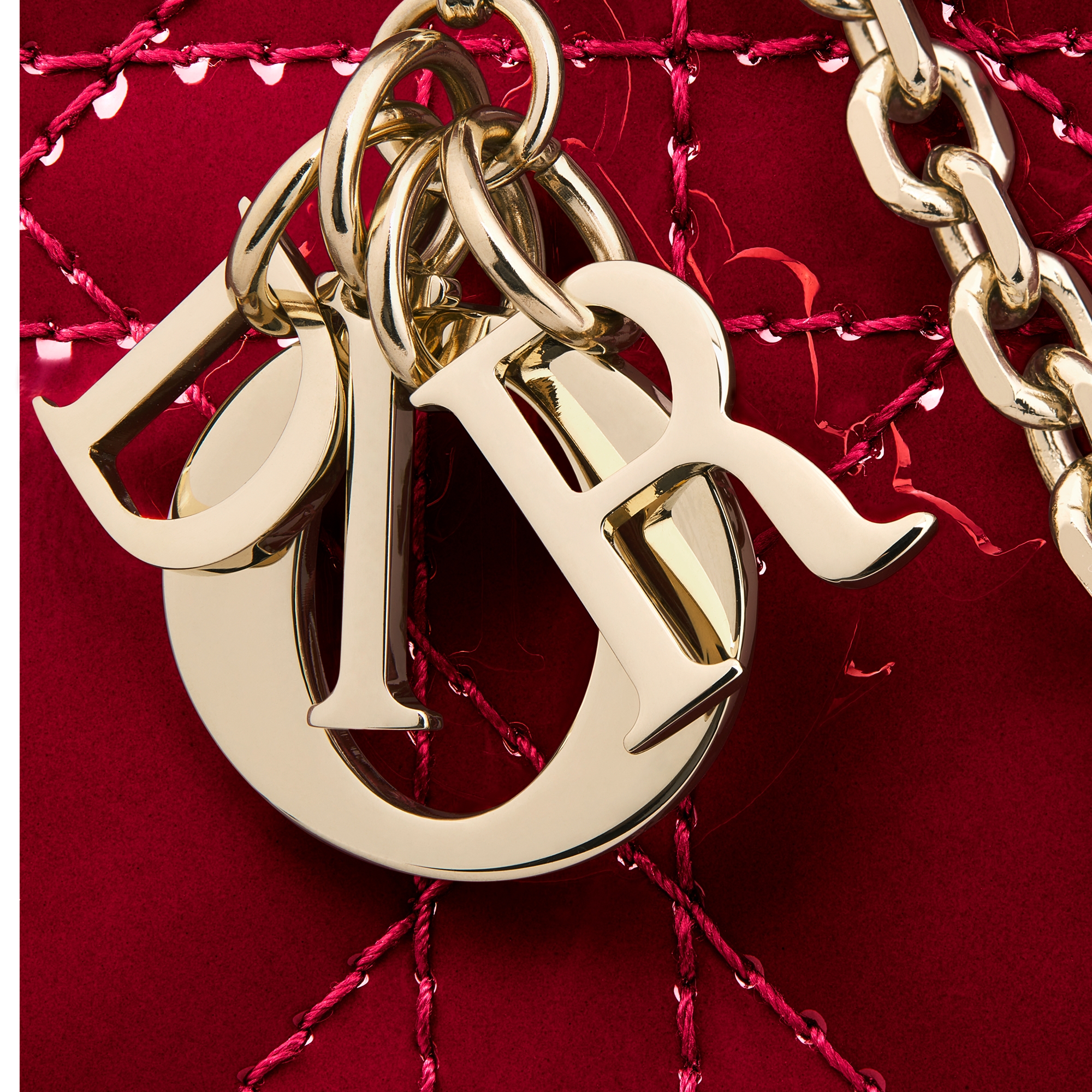 Lady Dior Call'in Dior Phone Holder Cherry Red Patent Cannage Calfskin E09