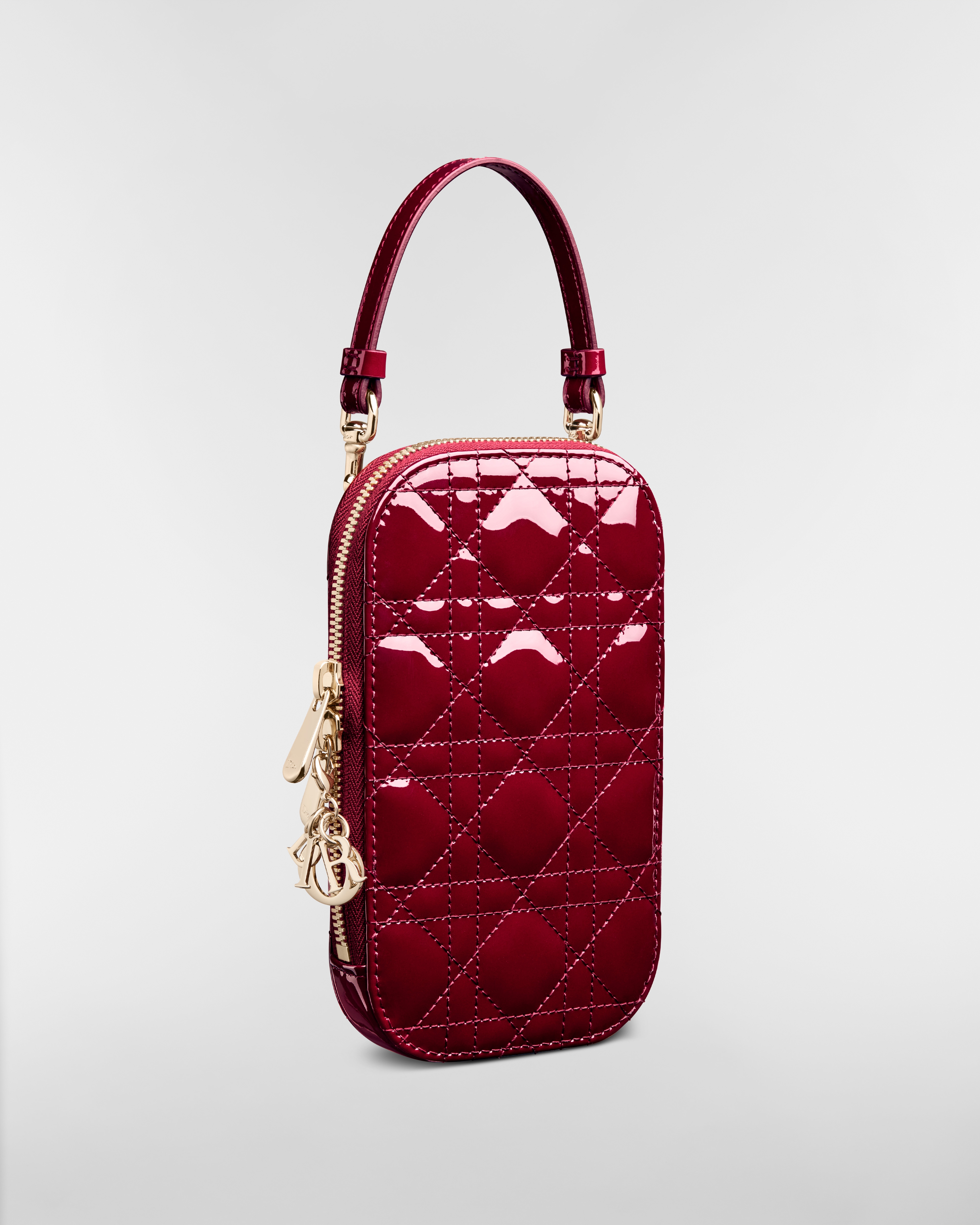 Portamóviles Lady Dior Call'in Dior Piel de becerro Cannage acharolada rojo cereza E03