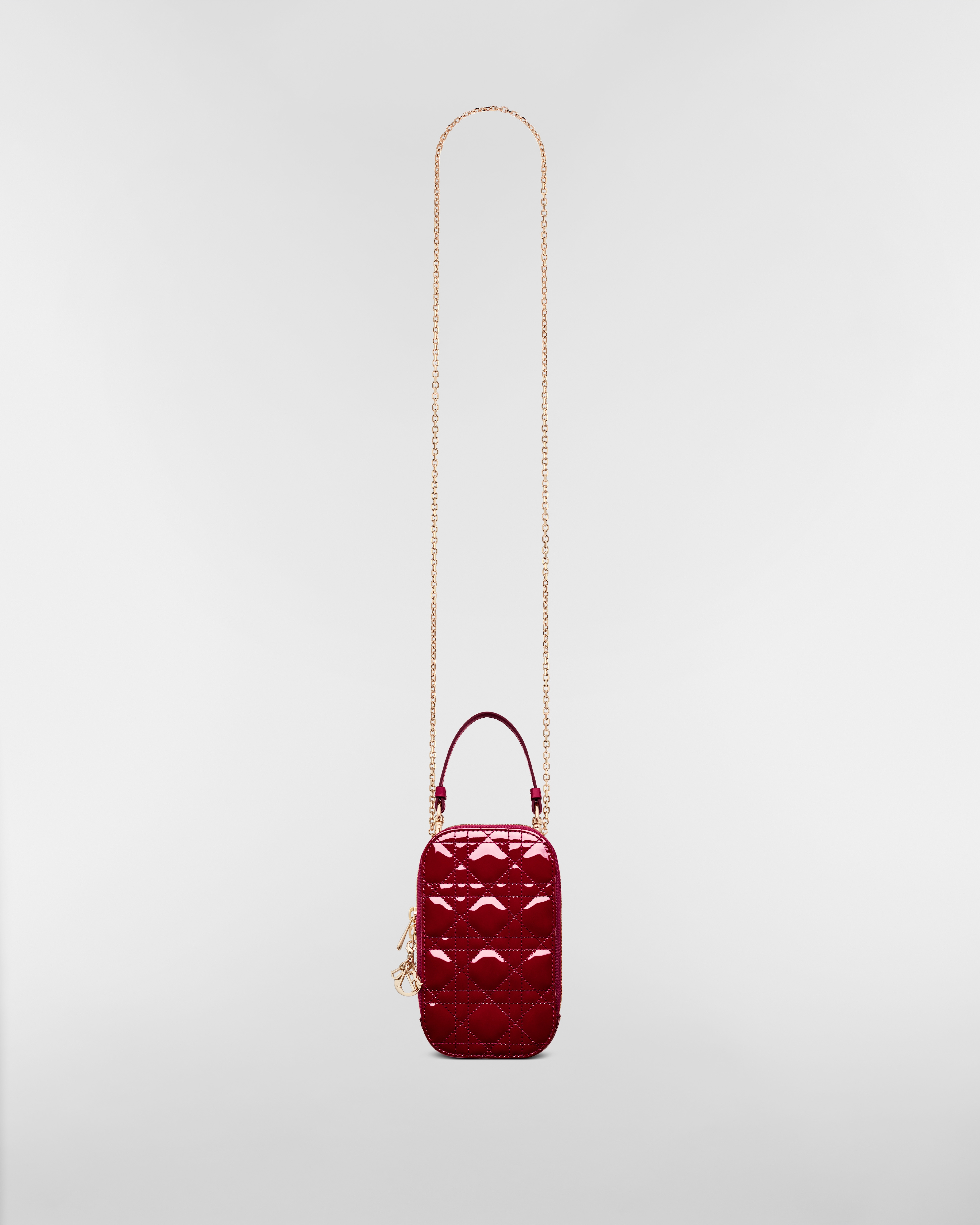 Portamóviles Lady Dior Call'in Dior Piel de becerro Cannage acharolada rojo cereza E07