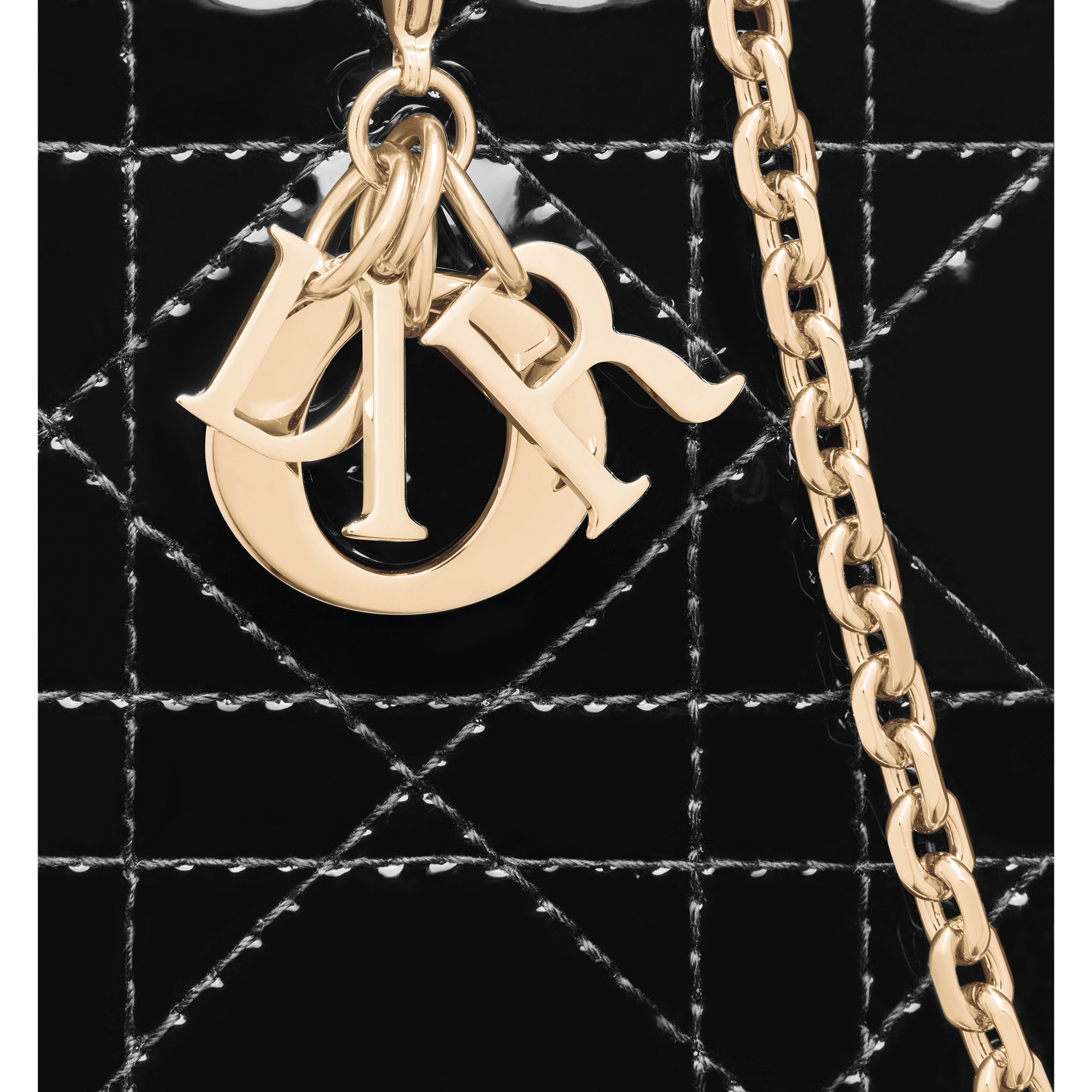 Lady Dior Call'in Dior Phone Holder Black Patent Cannage Calfskin E09