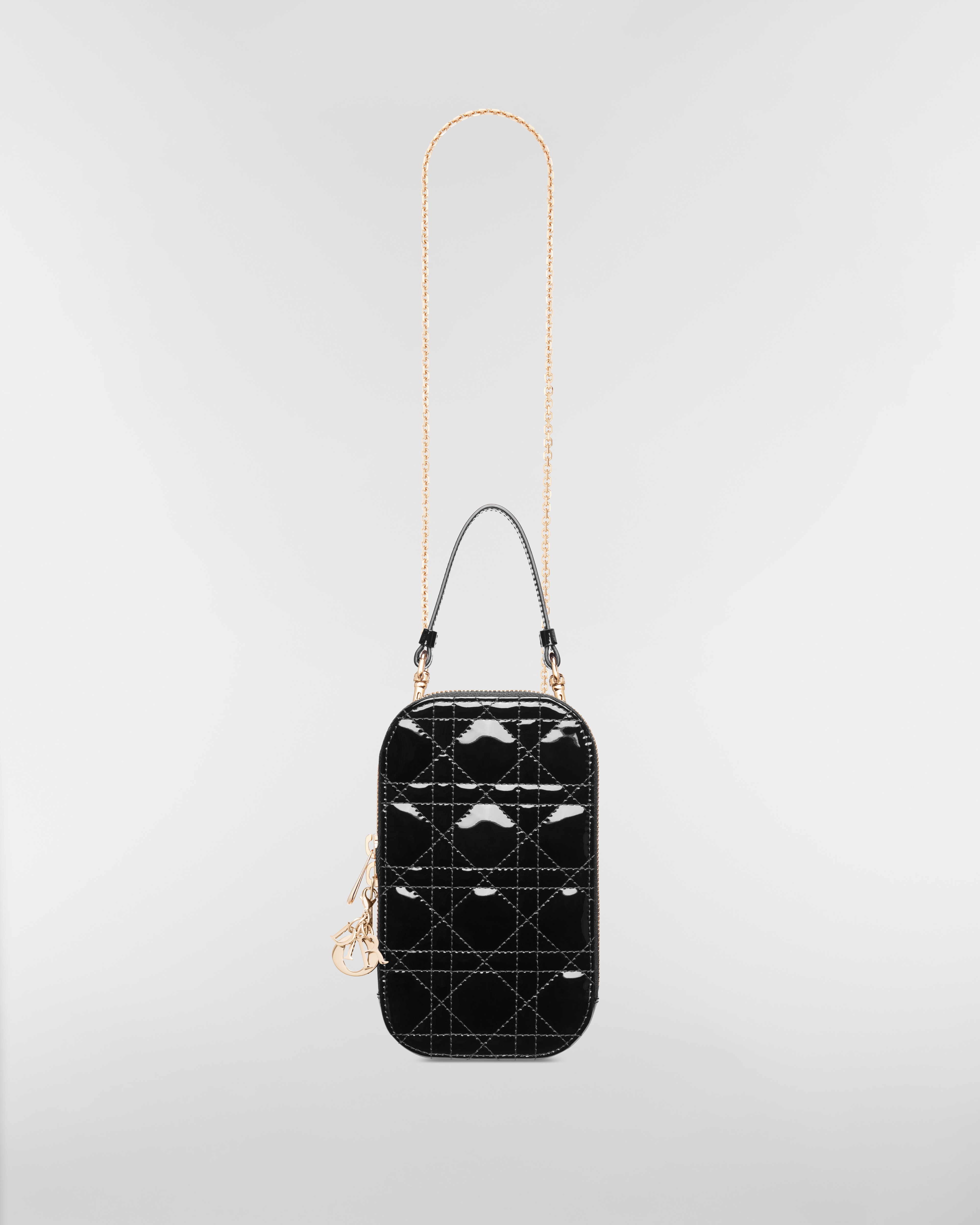 Lady Dior Call'in Dior Smartphone-Hülle Cannage Kalbslackleder in Schwarz E07