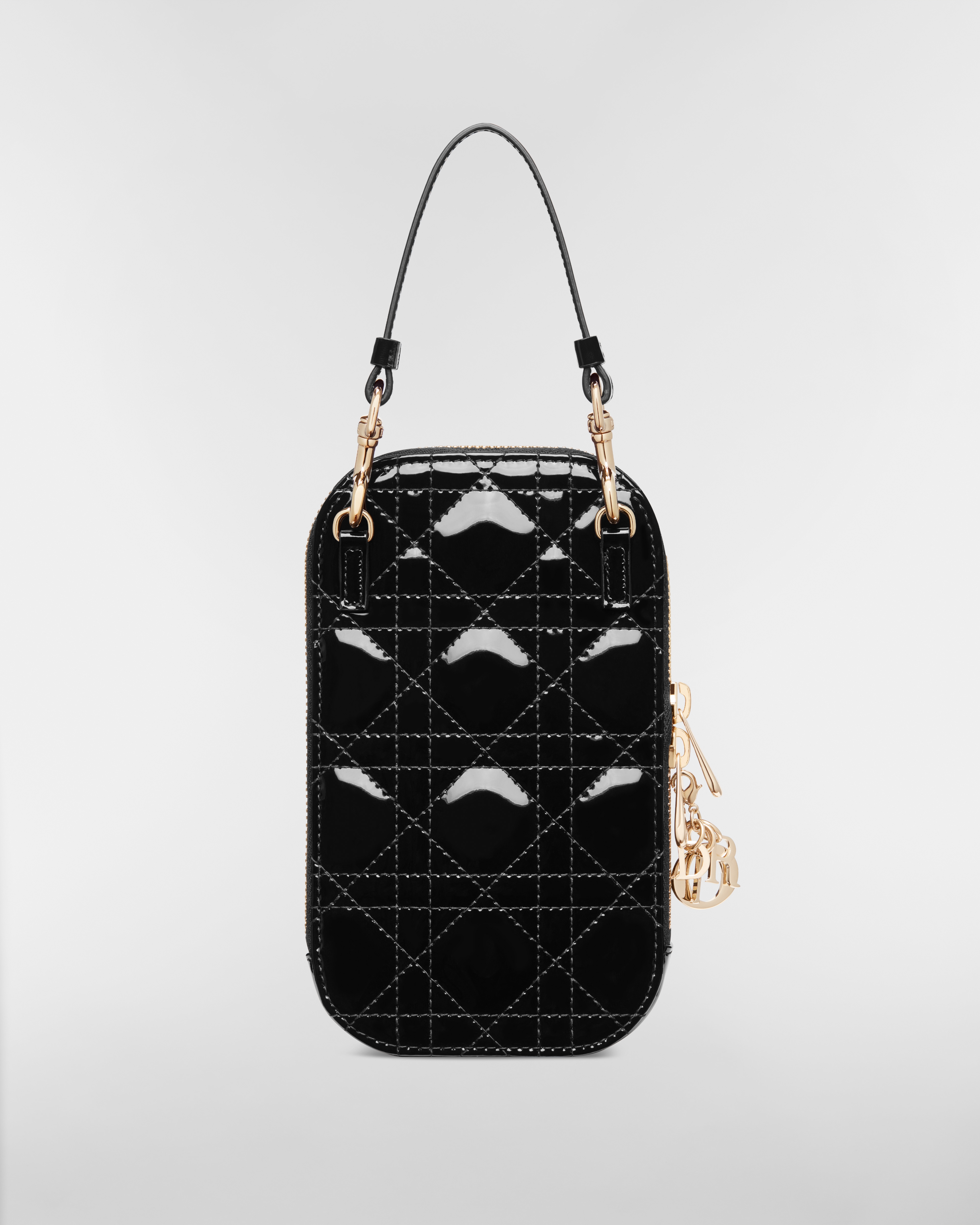 Lady Dior Call'in Dior Smartphone-Hülle Cannage Kalbslackleder in Schwarz E08