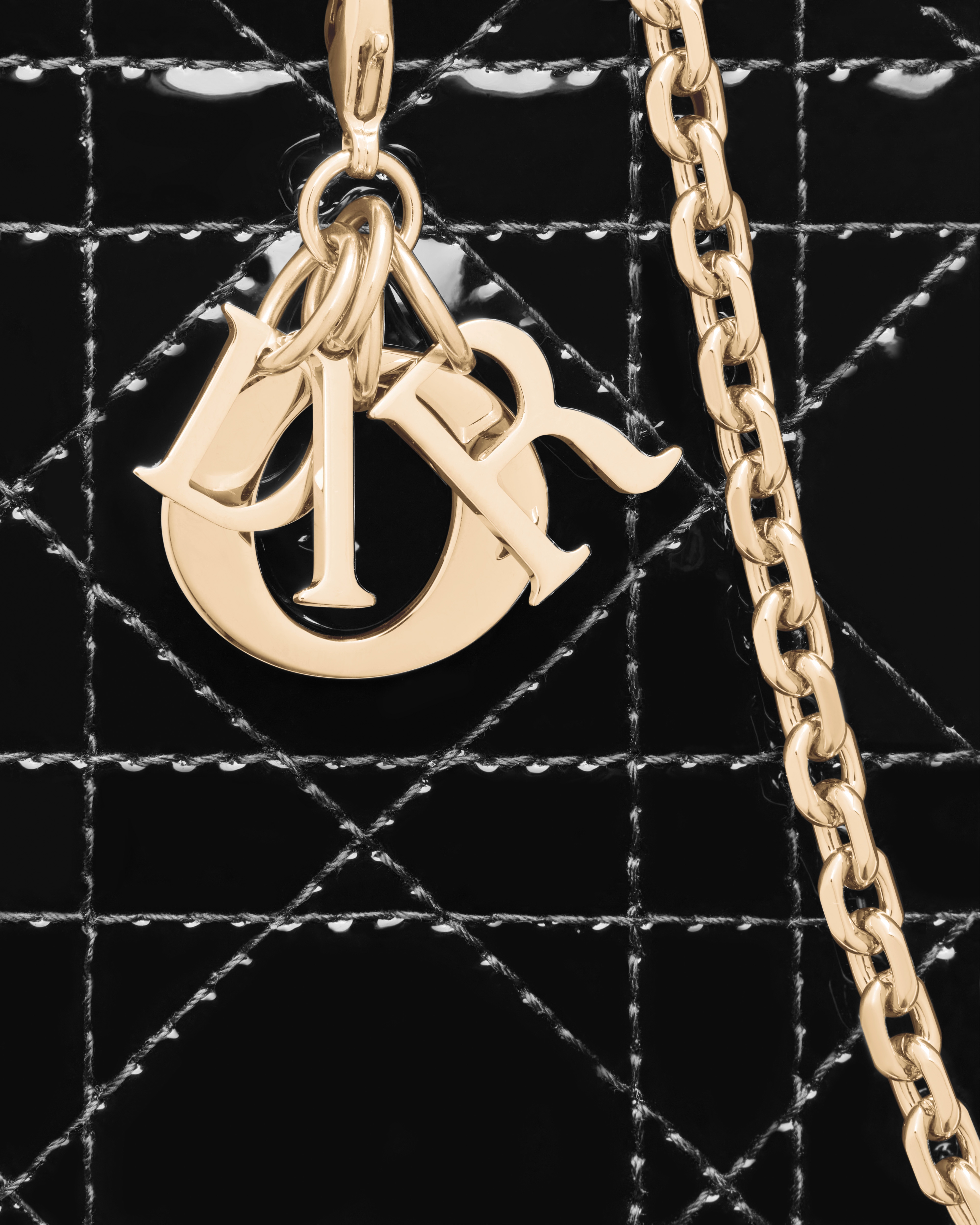 Lady Dior Call'in Dior Phone Holder Black Patent Cannage Calfskin E09