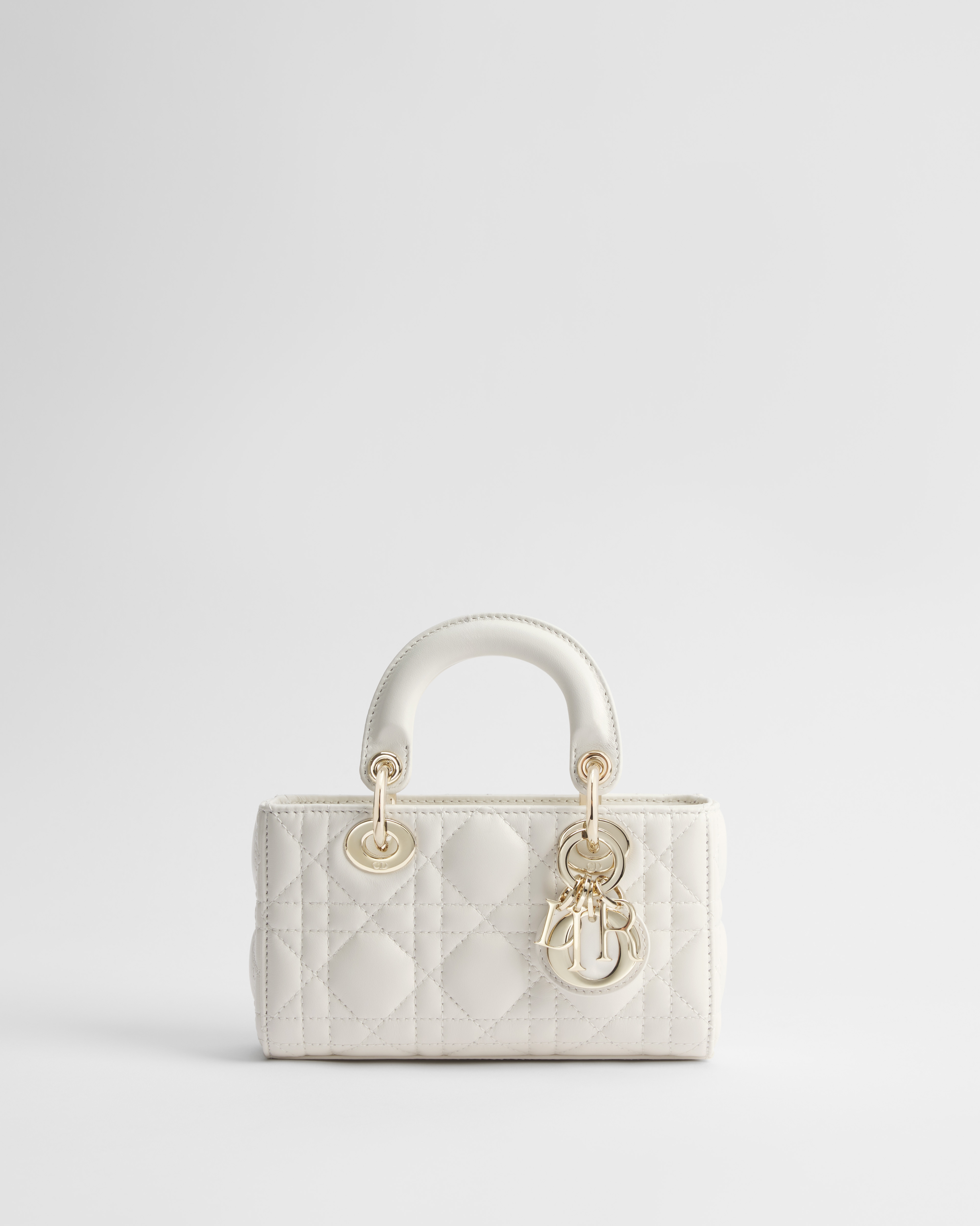 Lady D-Joy 微型包 奶白色 Cannage 籐格紋羊皮 E01