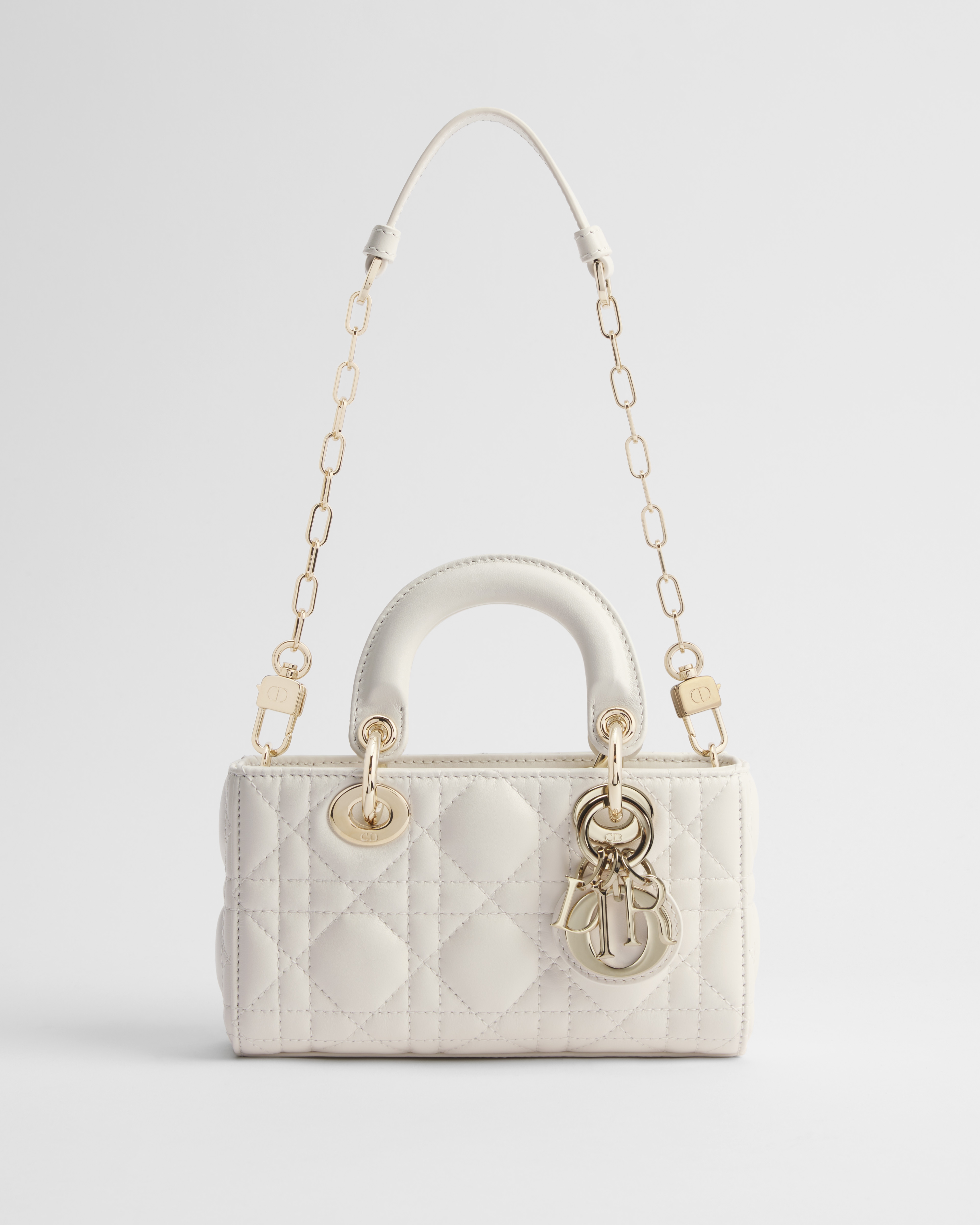 Lady D-Joy 微型包 奶白色 Cannage 籐格紋羊皮 E07