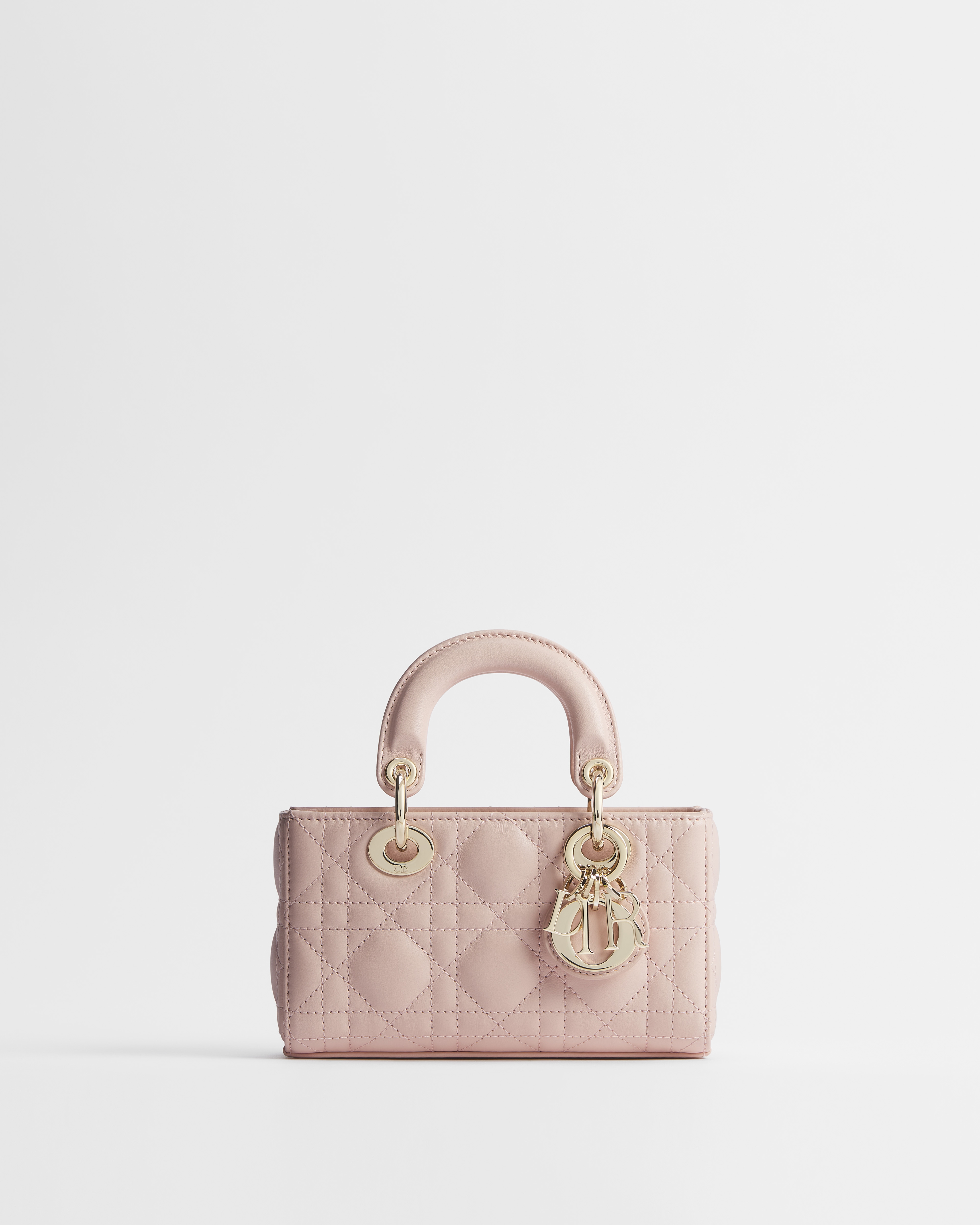 Micro sac Lady D-Joy Cuir d'agneau Cannage rose poudre E01