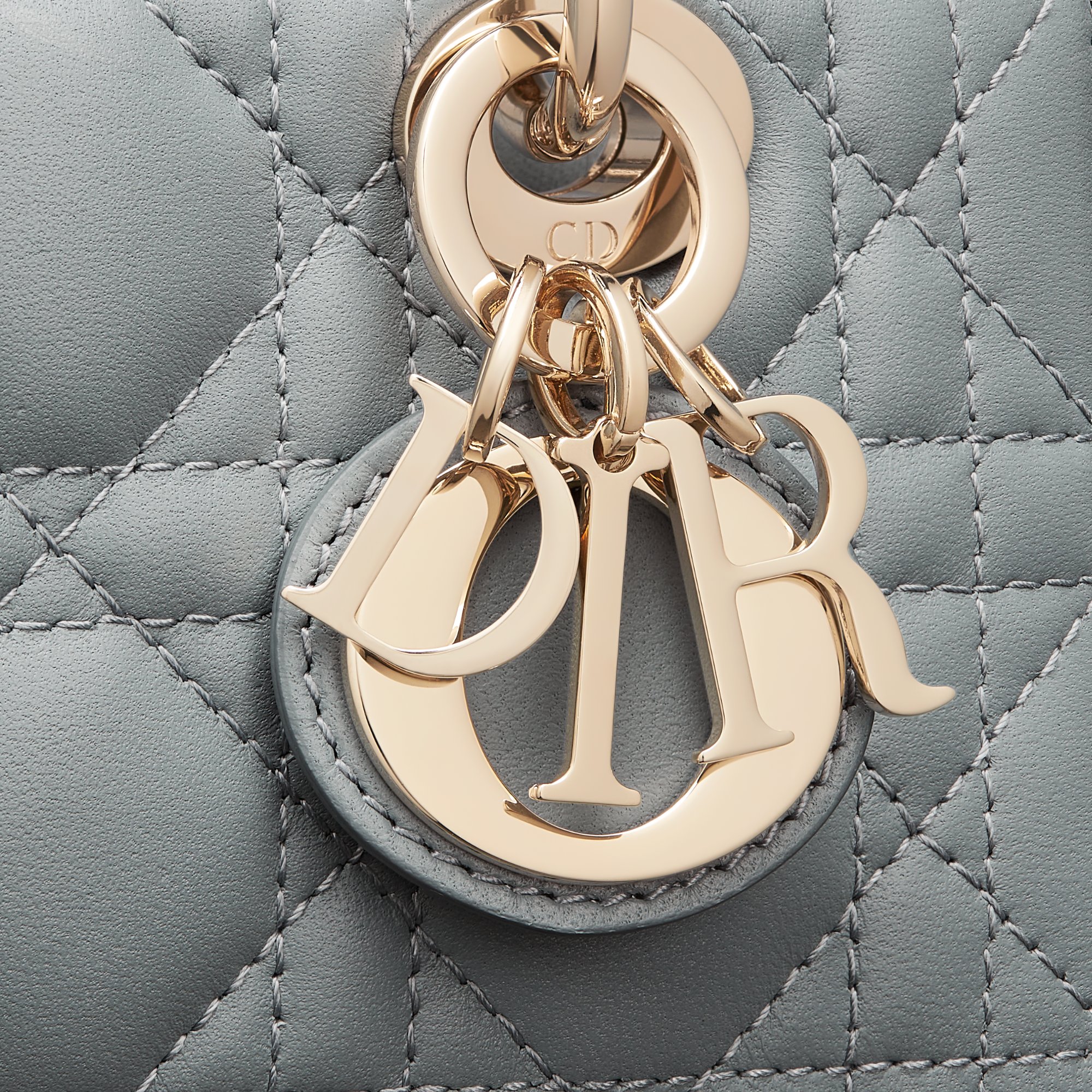 DIOR 25S MICRO LADY D-JOY 16 IN BEIGE LAMBSKIN GOLD HARDWARE