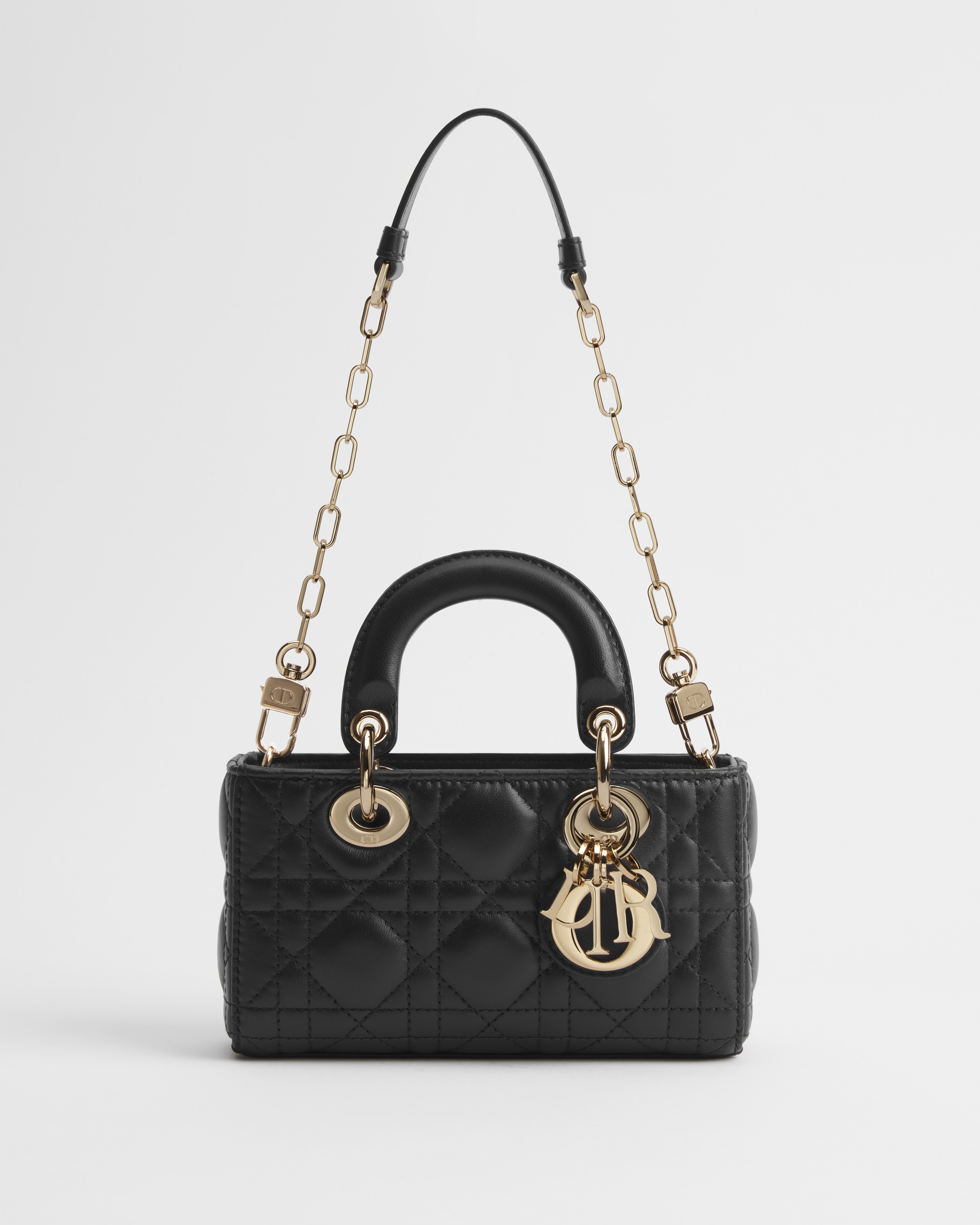 Lady D-Joy 微型包 黑色 Cannage 籐格紋羊皮 E07