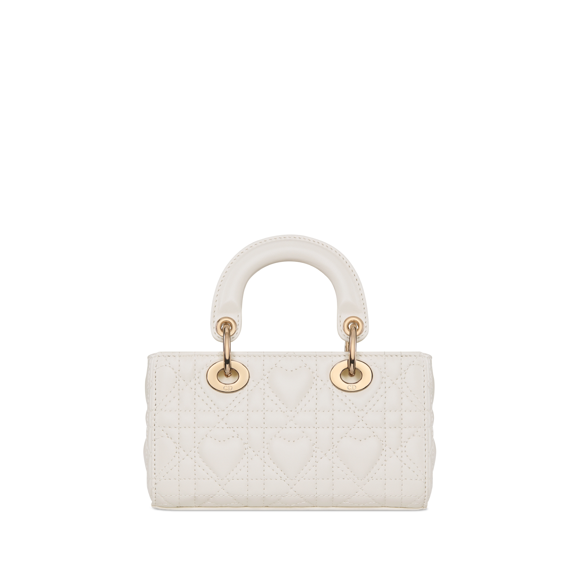 Dioramour Lady D-Joy 微型包 奶白色 Cannage 籐格紋羊皮搭配愛心圖案 E08