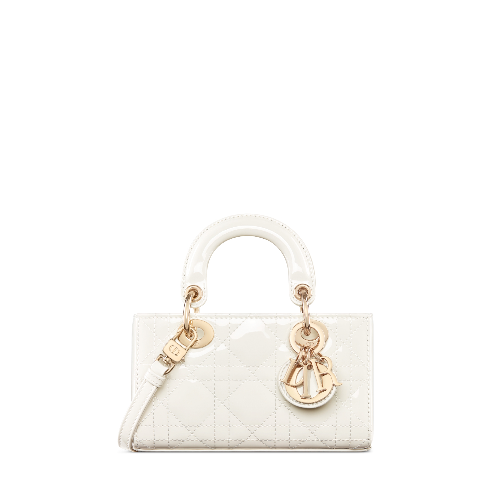 Lady D-Joy 마이크로 백 라떼 페이턴트 까나쥬 송아지 가죽 E01