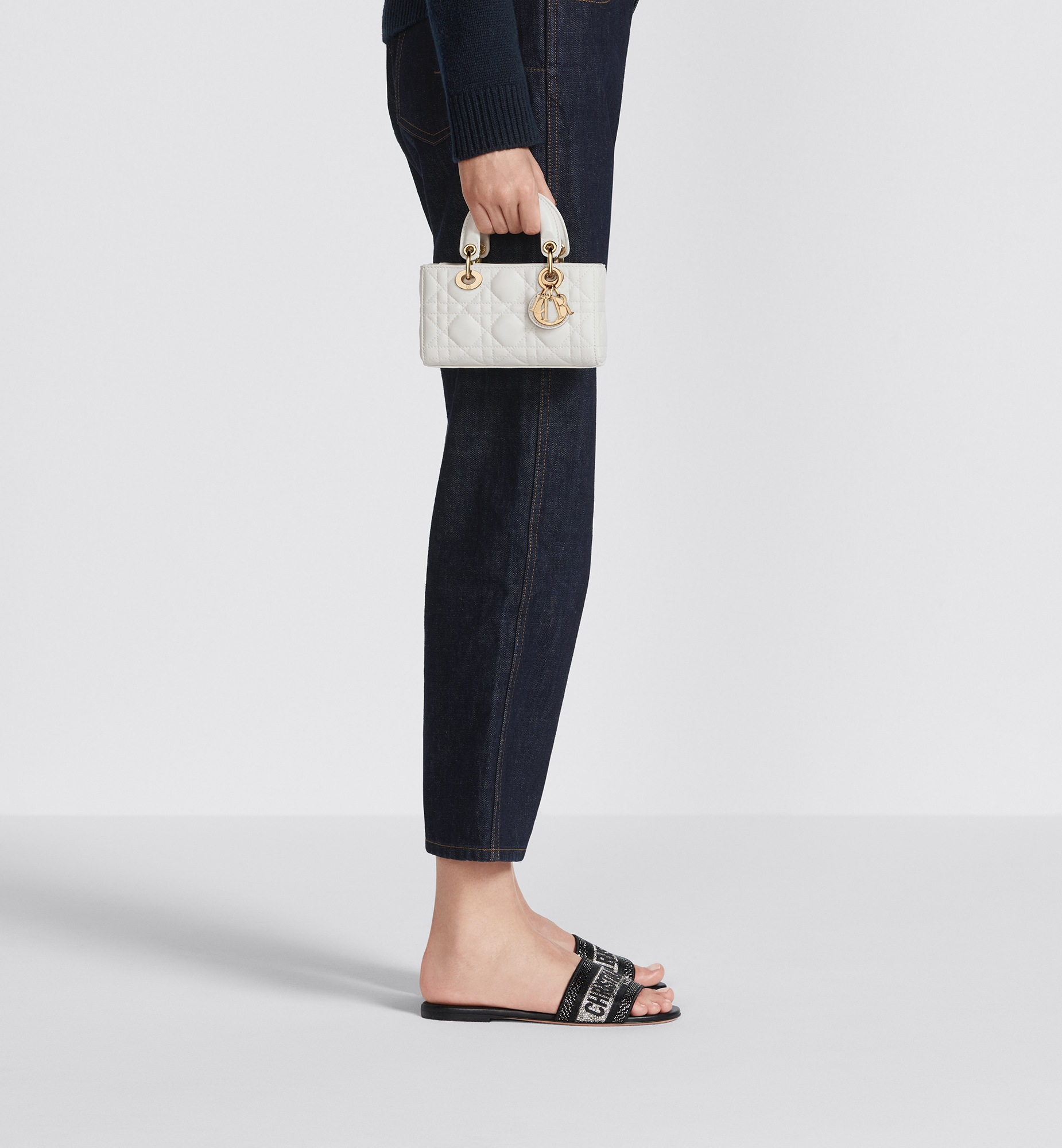 Lady D-Joy Micro Bag Latte Patent Cannage Calfskin E12