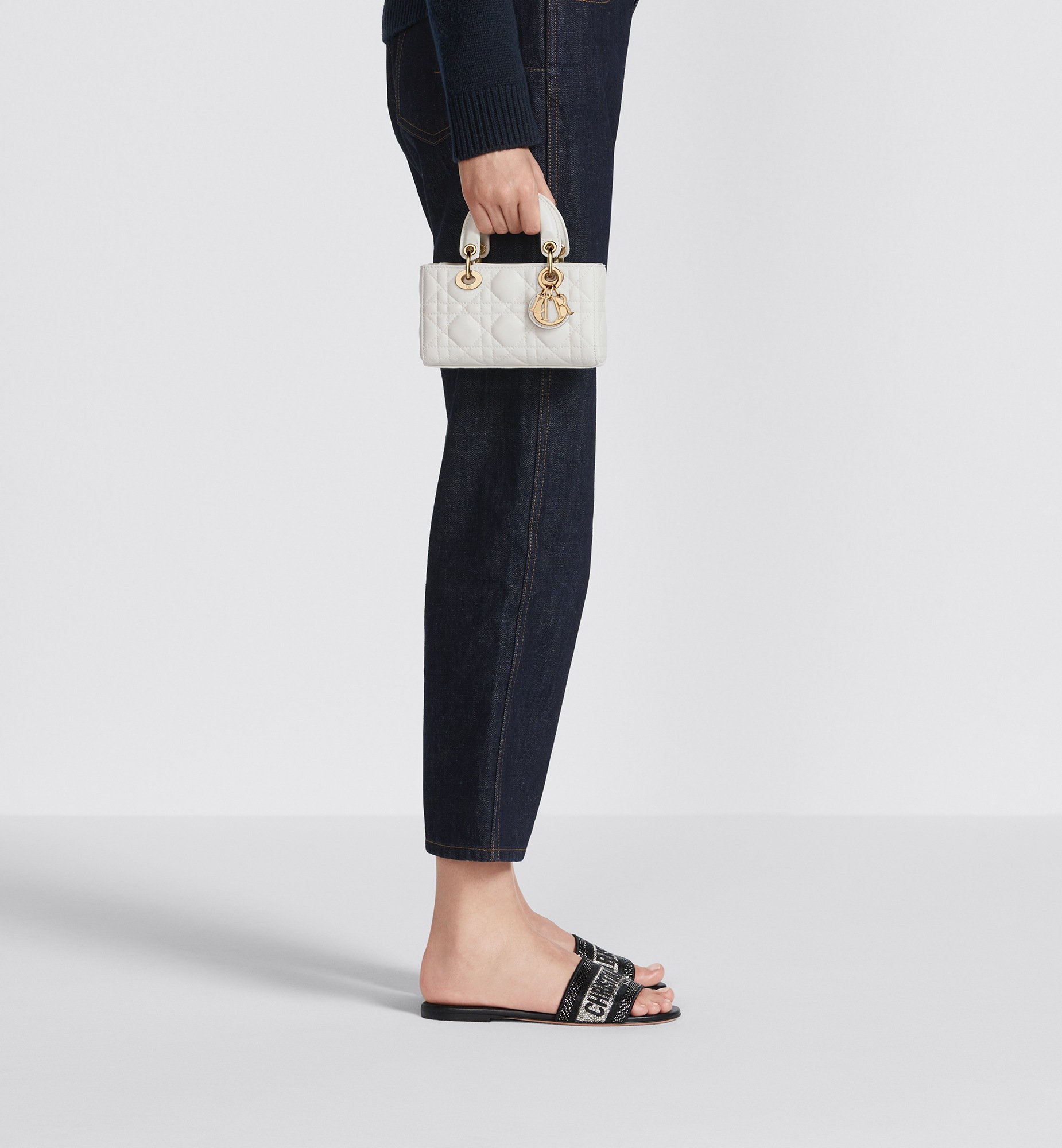 LADY D-JOY MICRO 16 IN WHITE LAMBSKIN