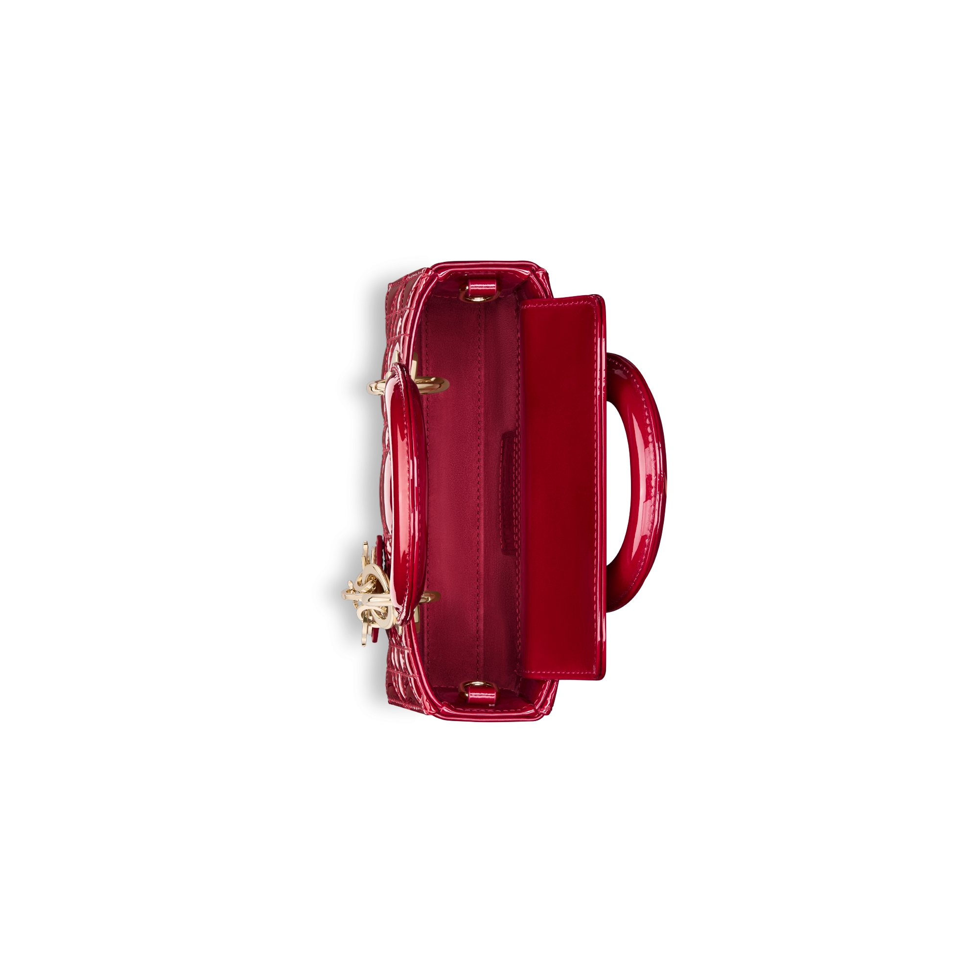 Micro sac Lady D-Joy Cuir de veau Cannage verni rouge cerise E06