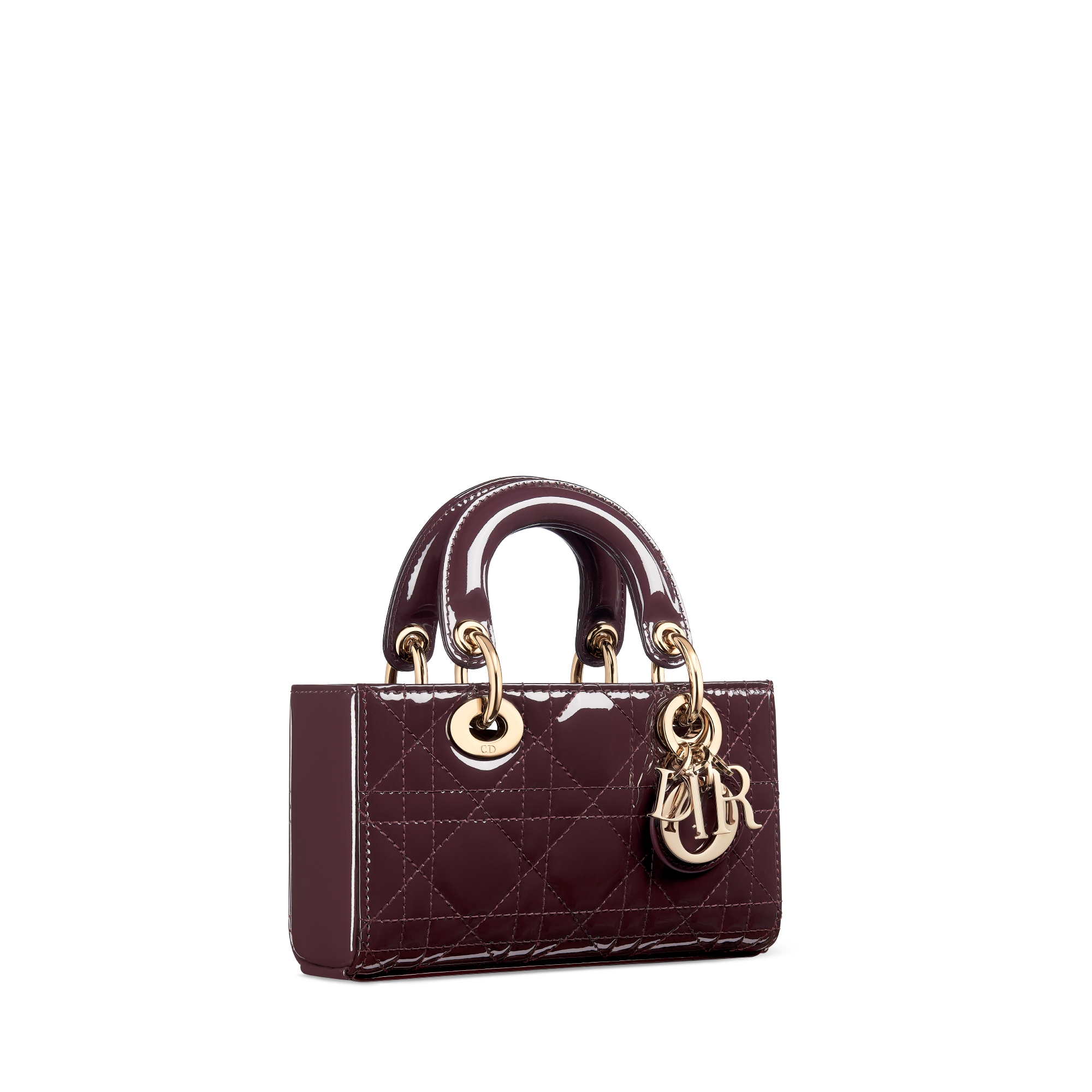 Lady D-Joy-microtas Pruimkleurig patent kalfsleer met Cannage-motief E03