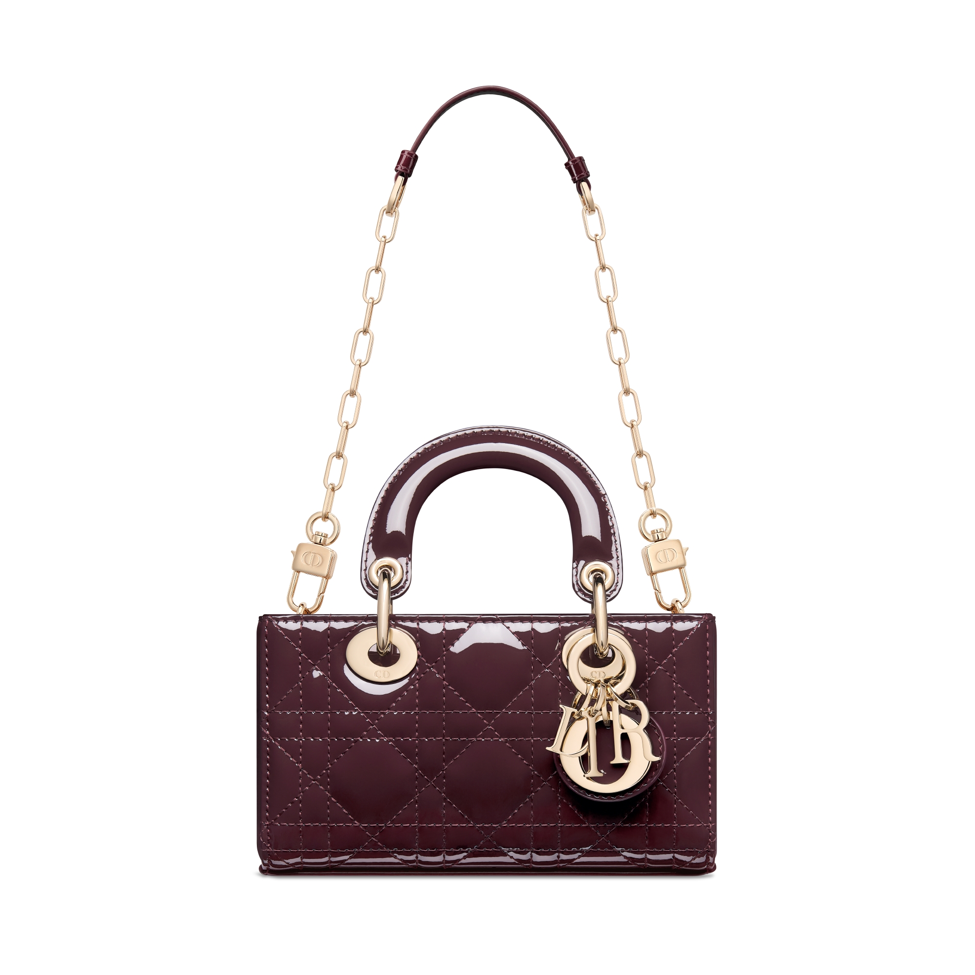 Lady D-Joy-microtas Pruimkleurig patent kalfsleer met Cannage-motief E10