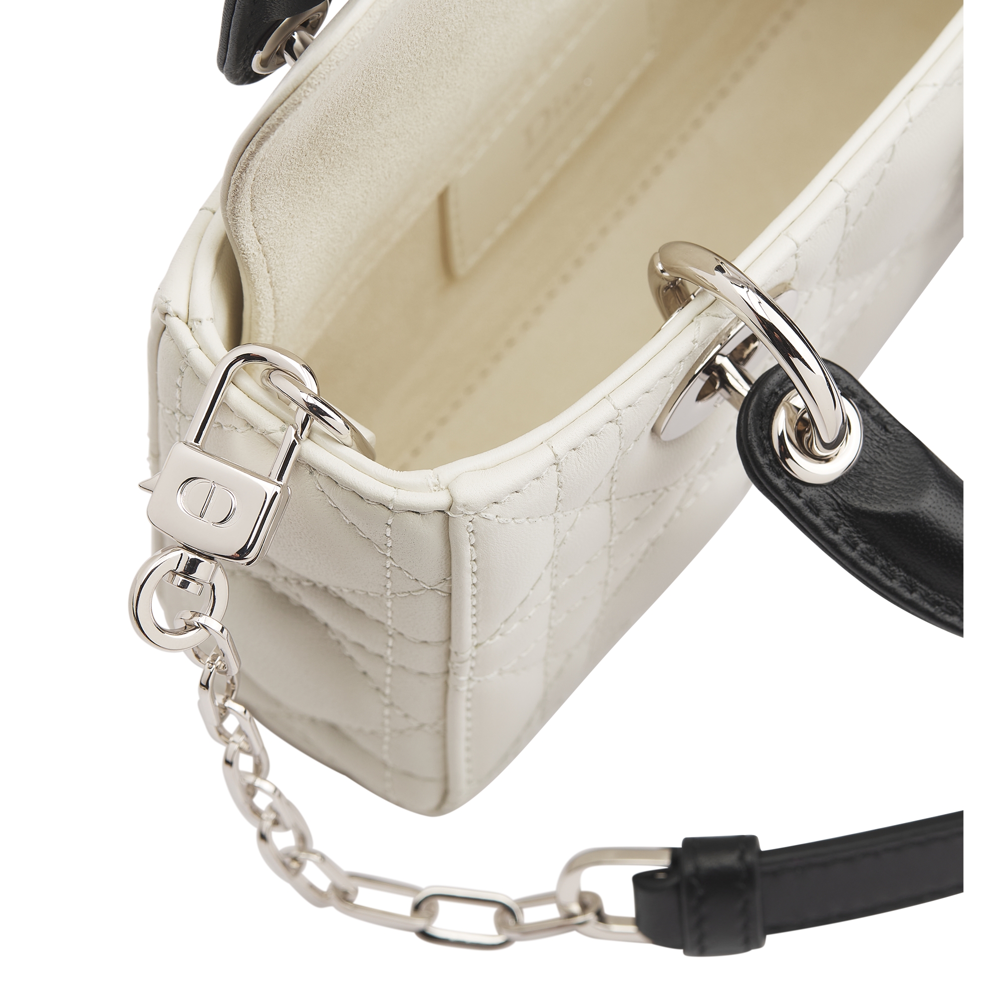 Lady D-Joy Micro Bag Two-Tone Latte and Black Cannage Lambskin E06