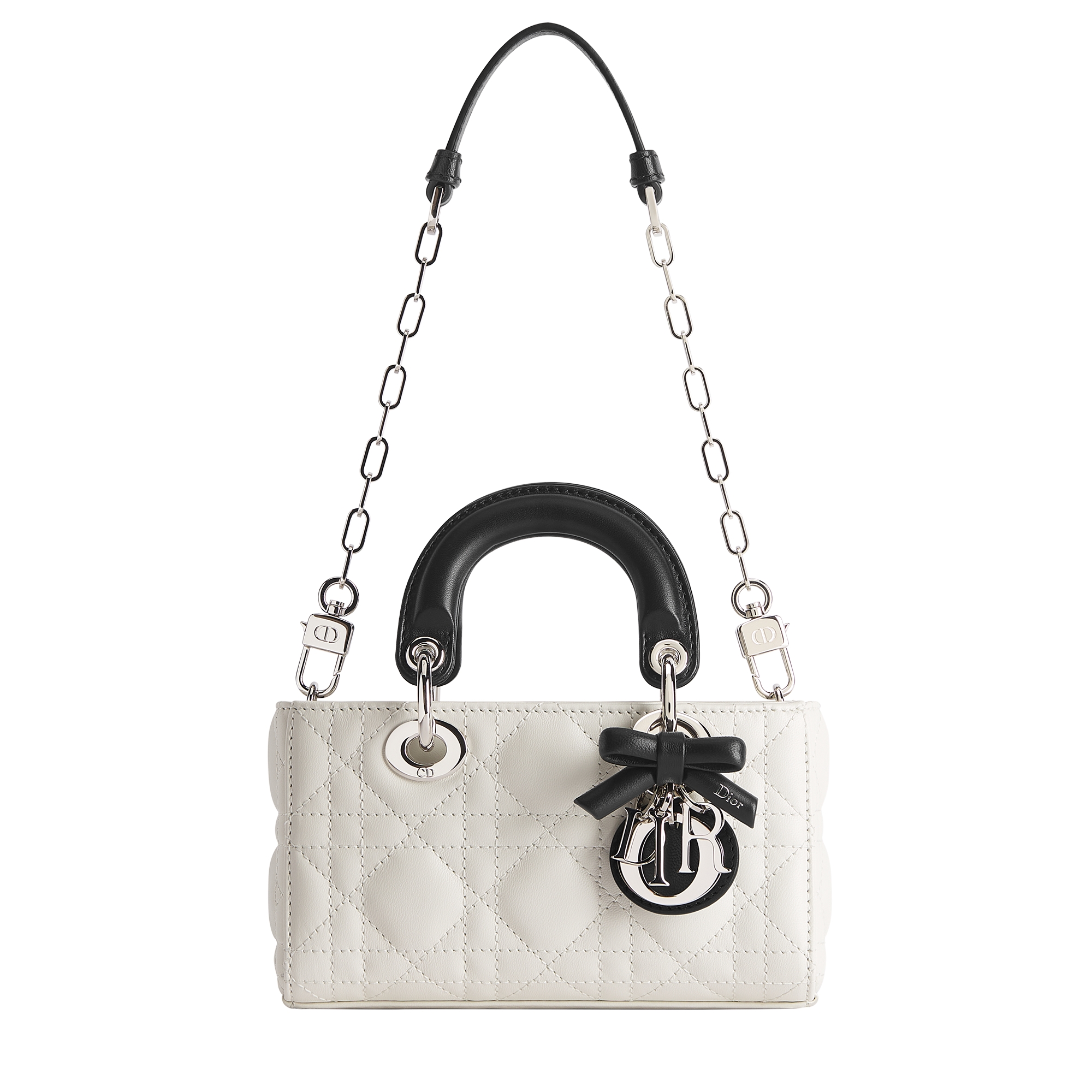 Lady D-Joy Micro Bag Two-Tone Latte and Black Cannage Lambskin E07