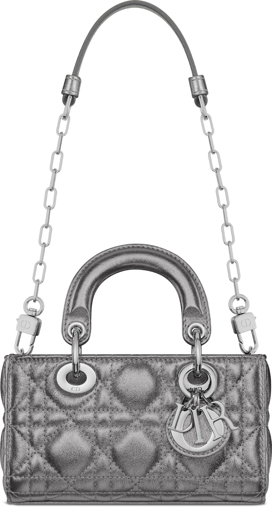 Lady D-Joy Micro Bag Metallic Silver-Tone Cannage Calfskin | DIOR