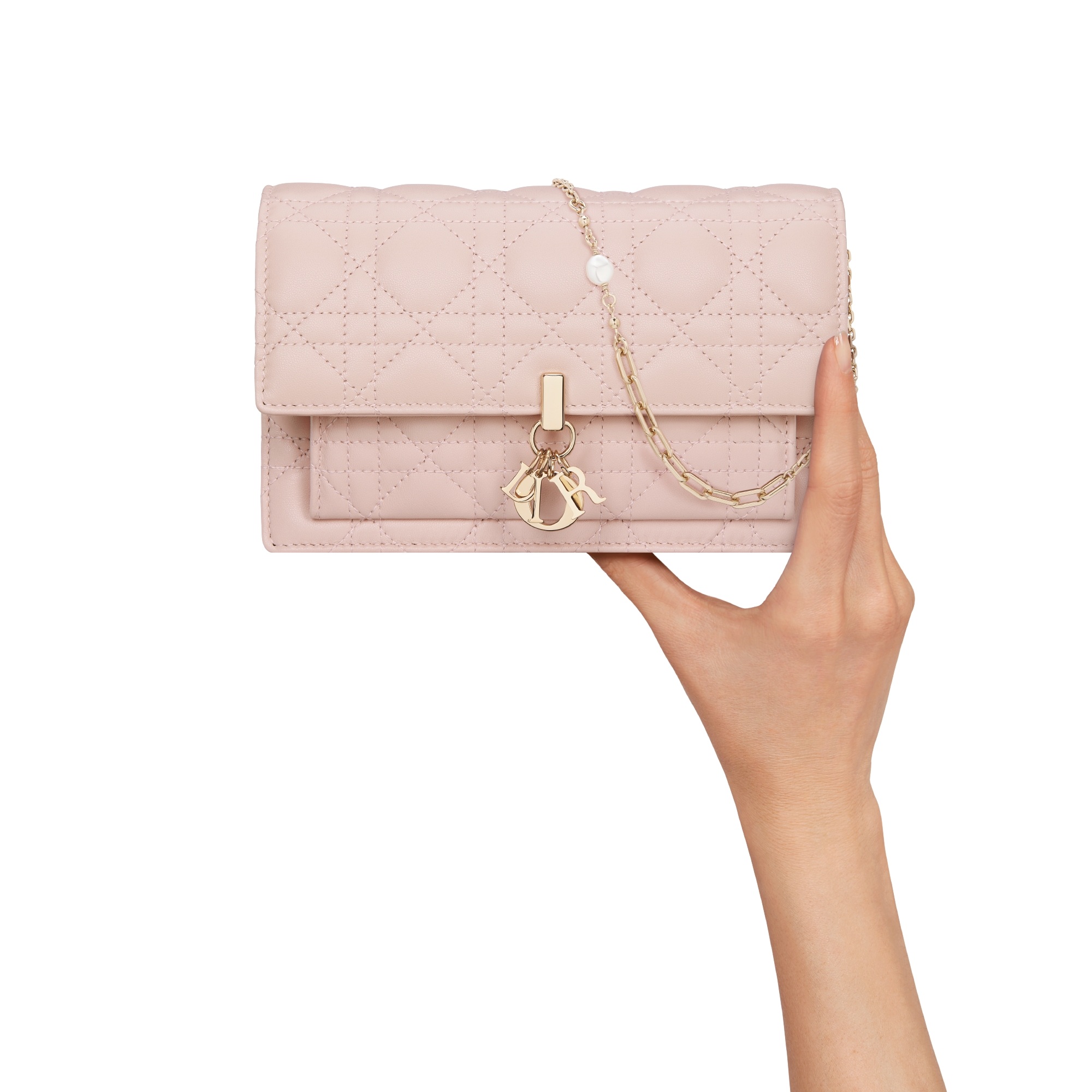 My Dior Daily Pouch with Chain Powder Pink Cannage Lambskin E11