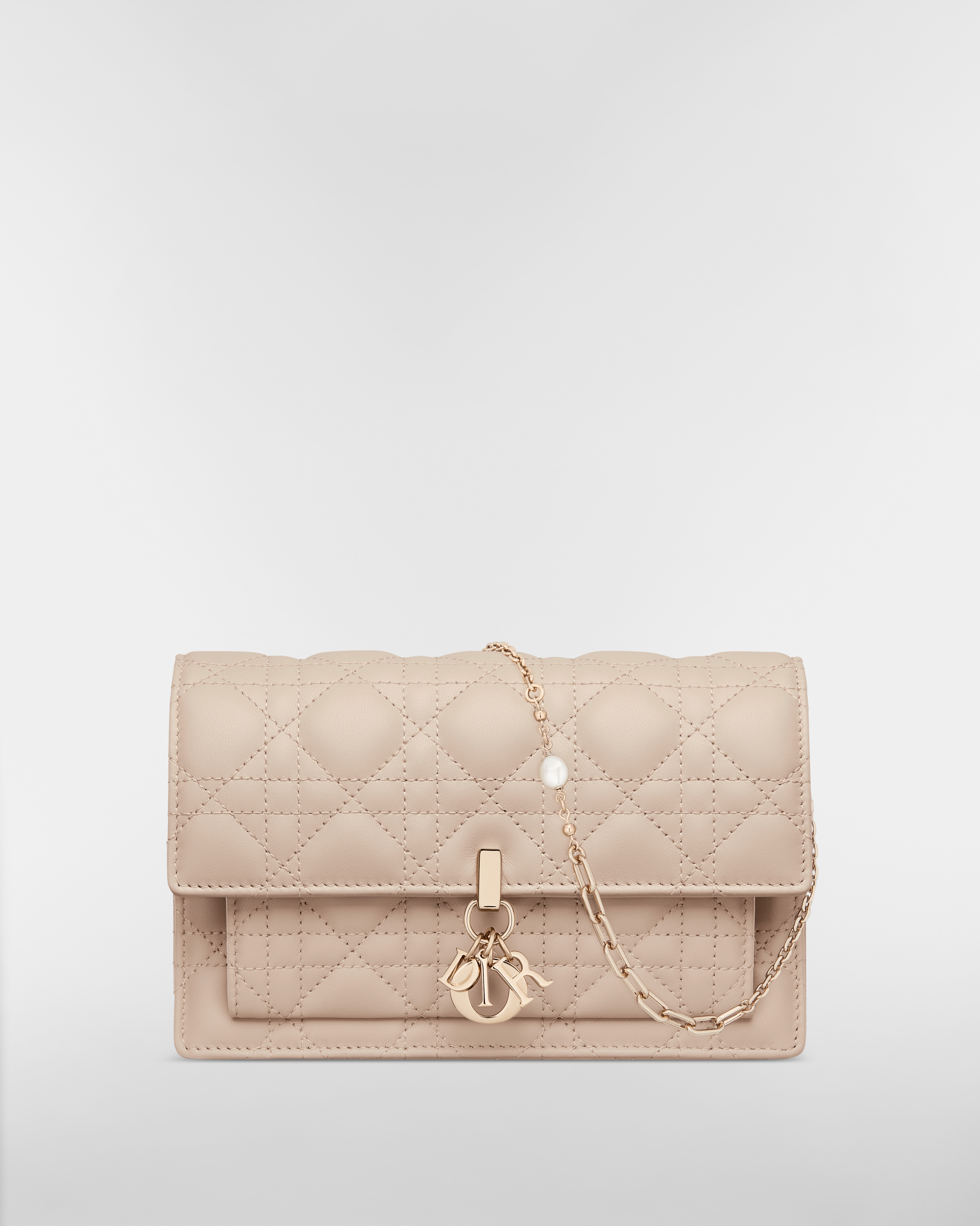 My Dior Daily Pouch with Chain Powder Beige Cannage Lambskin E01