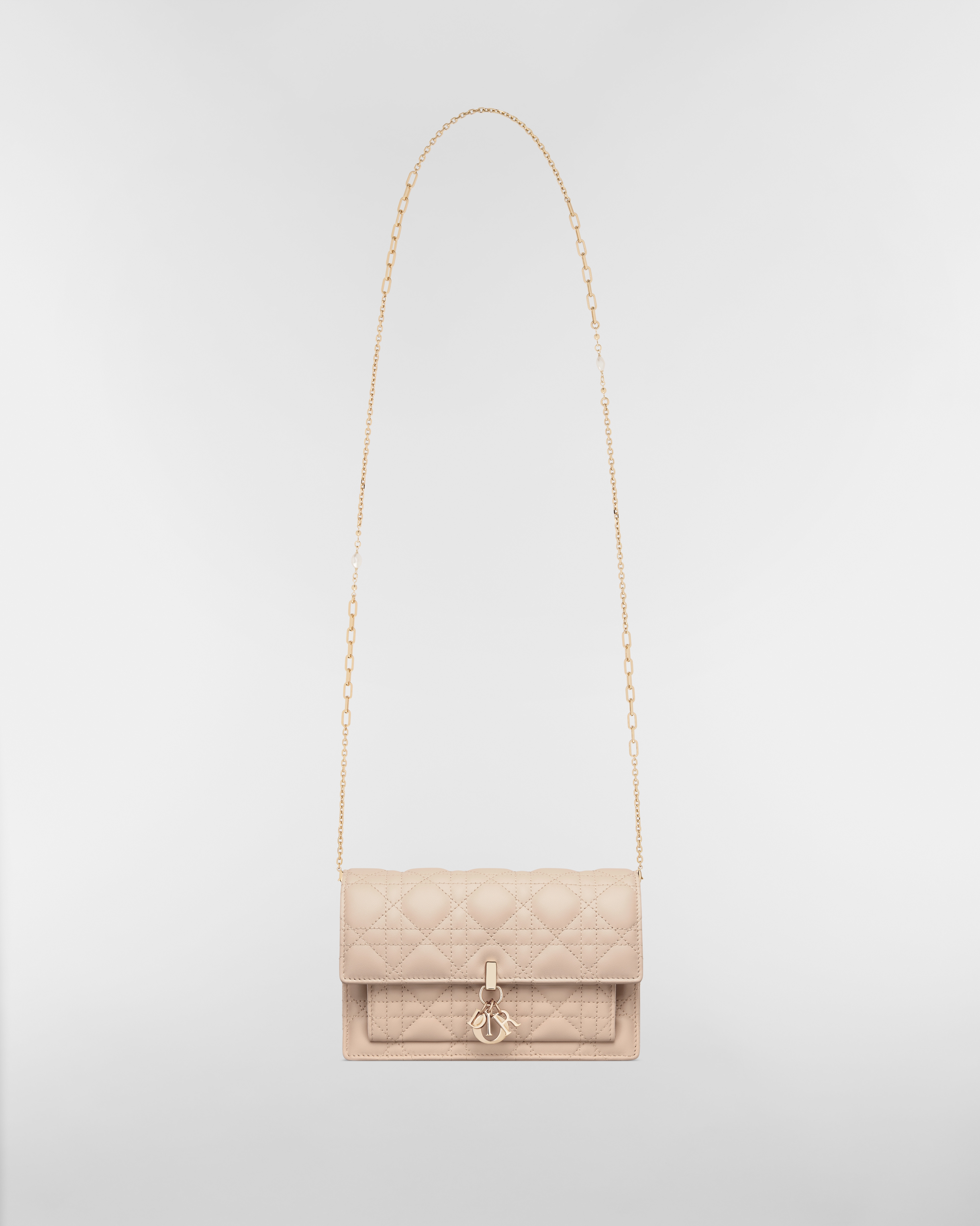 My Dior Daily Pouch with Chain Powder Beige Cannage Lambskin E07