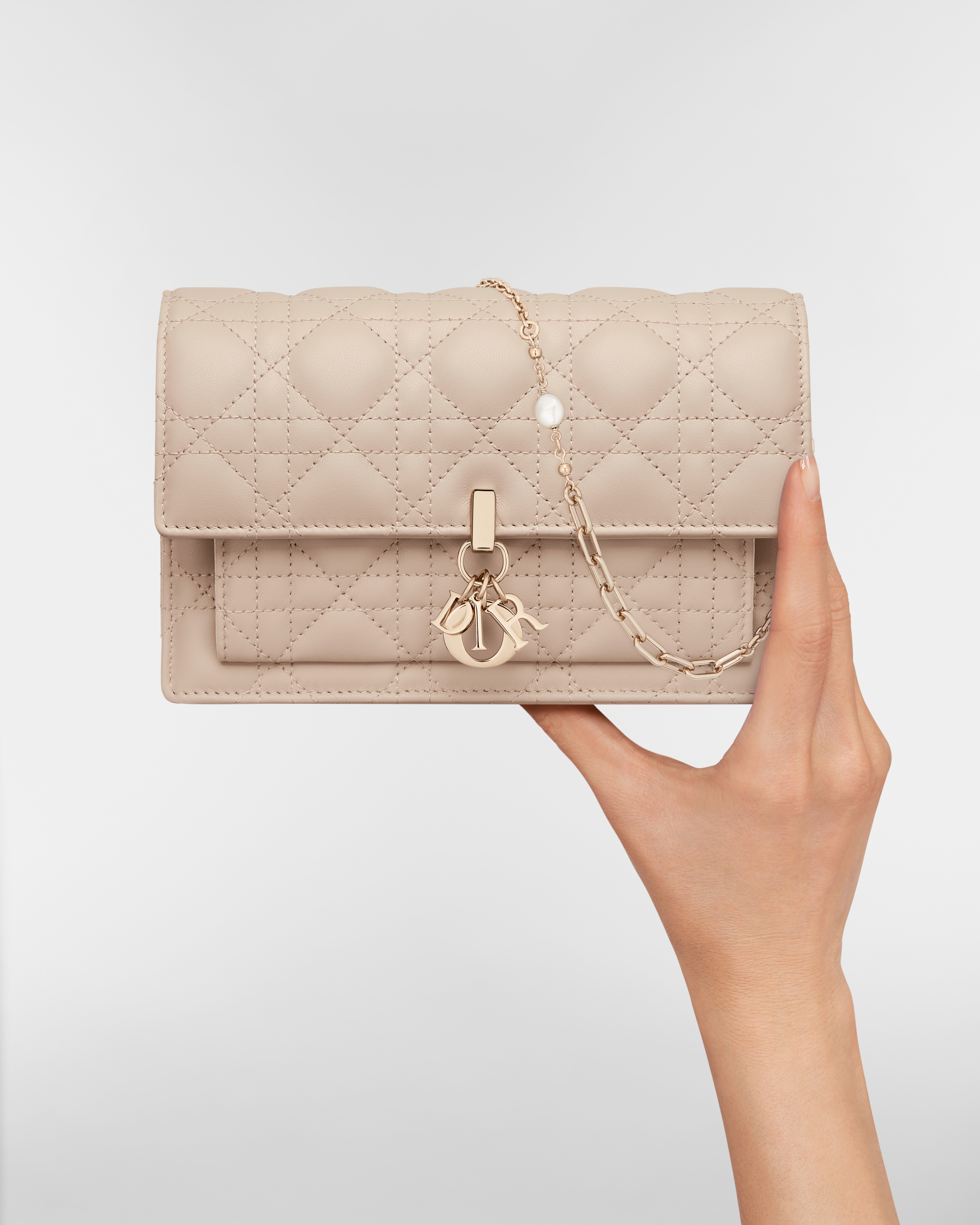 My Dior Daily Pouch with Chain Powder Beige Cannage Lambskin E11