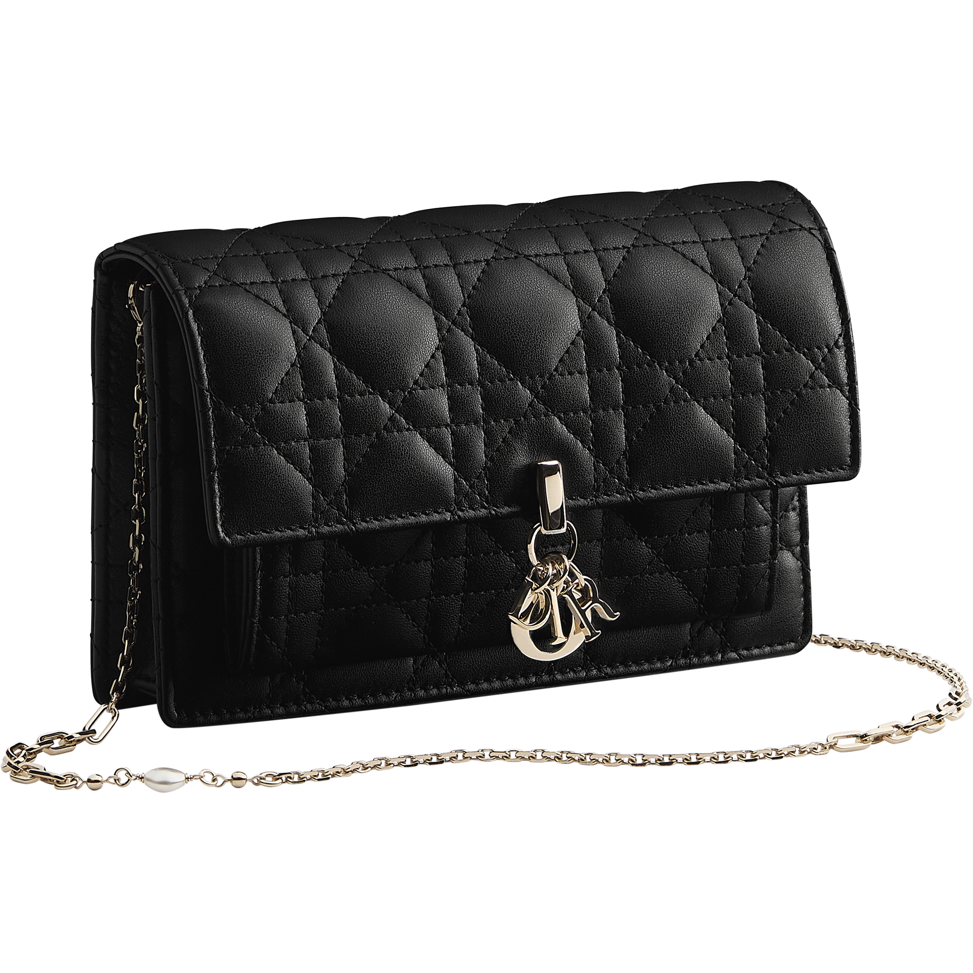 My Dior Daily Pouch with Chain Black Cannage Lambskin E03