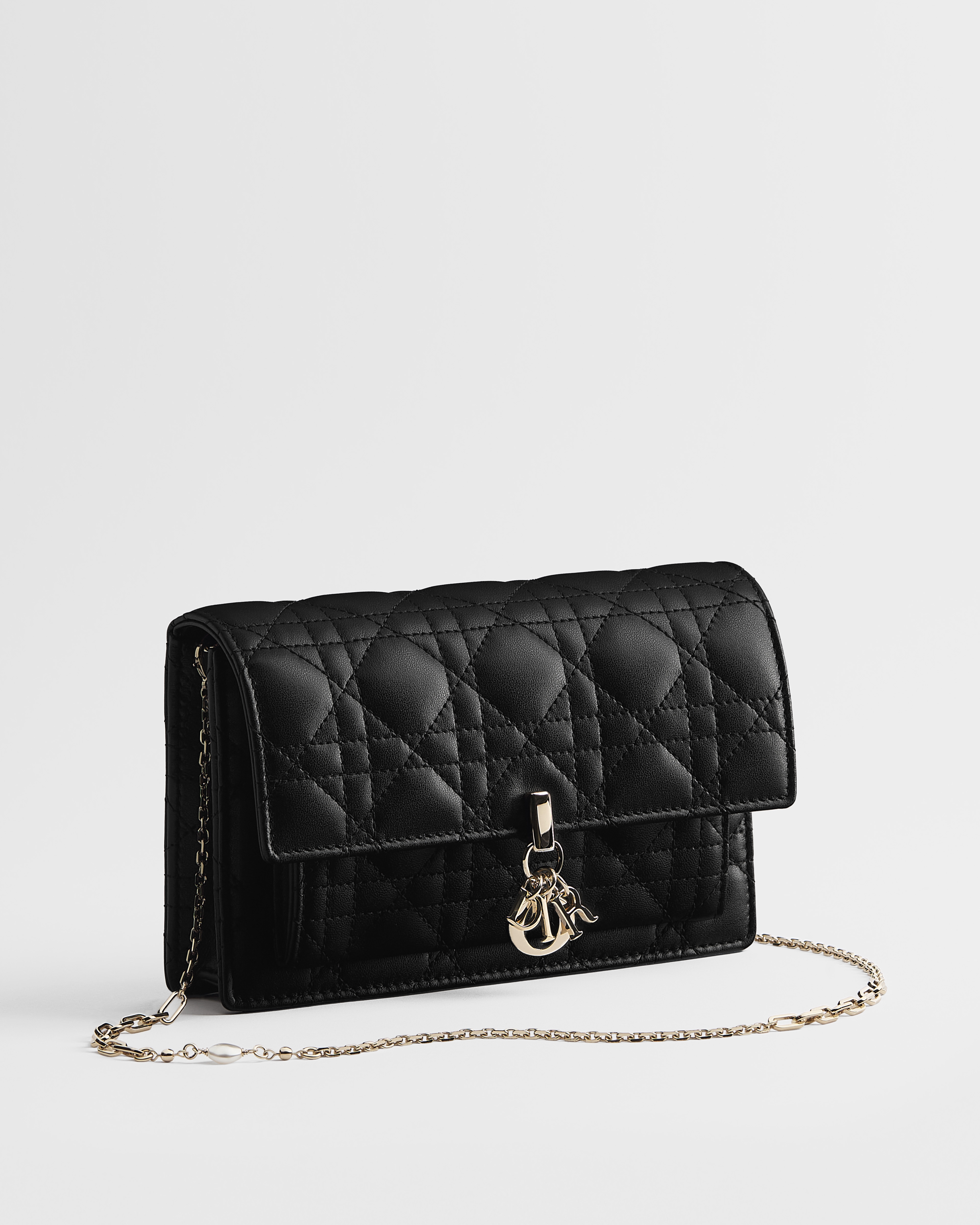 My Dior Daily Pouch with Chain Black Cannage Lambskin E03