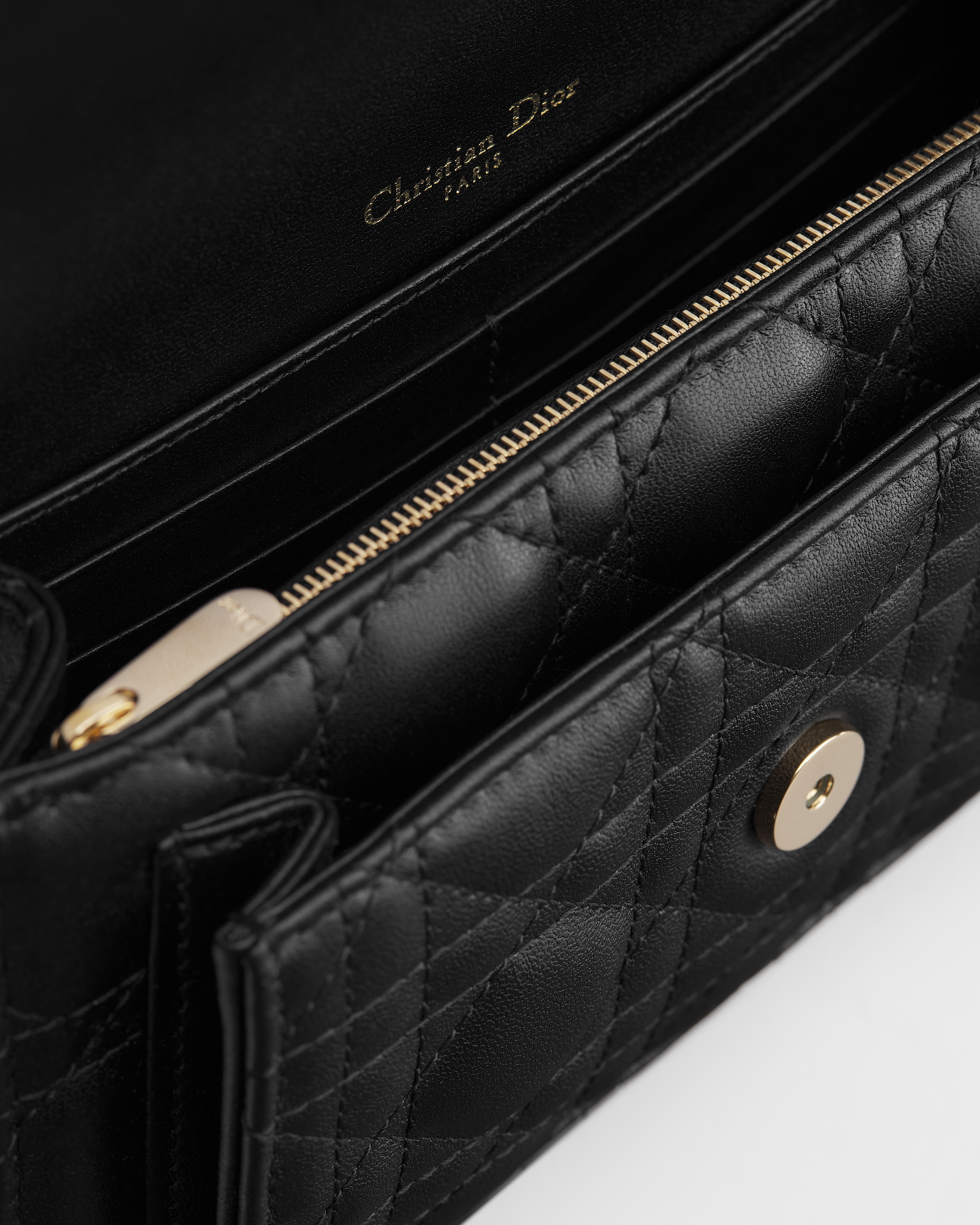 My Dior Daily Pouch with Chain Black Cannage Lambskin E06