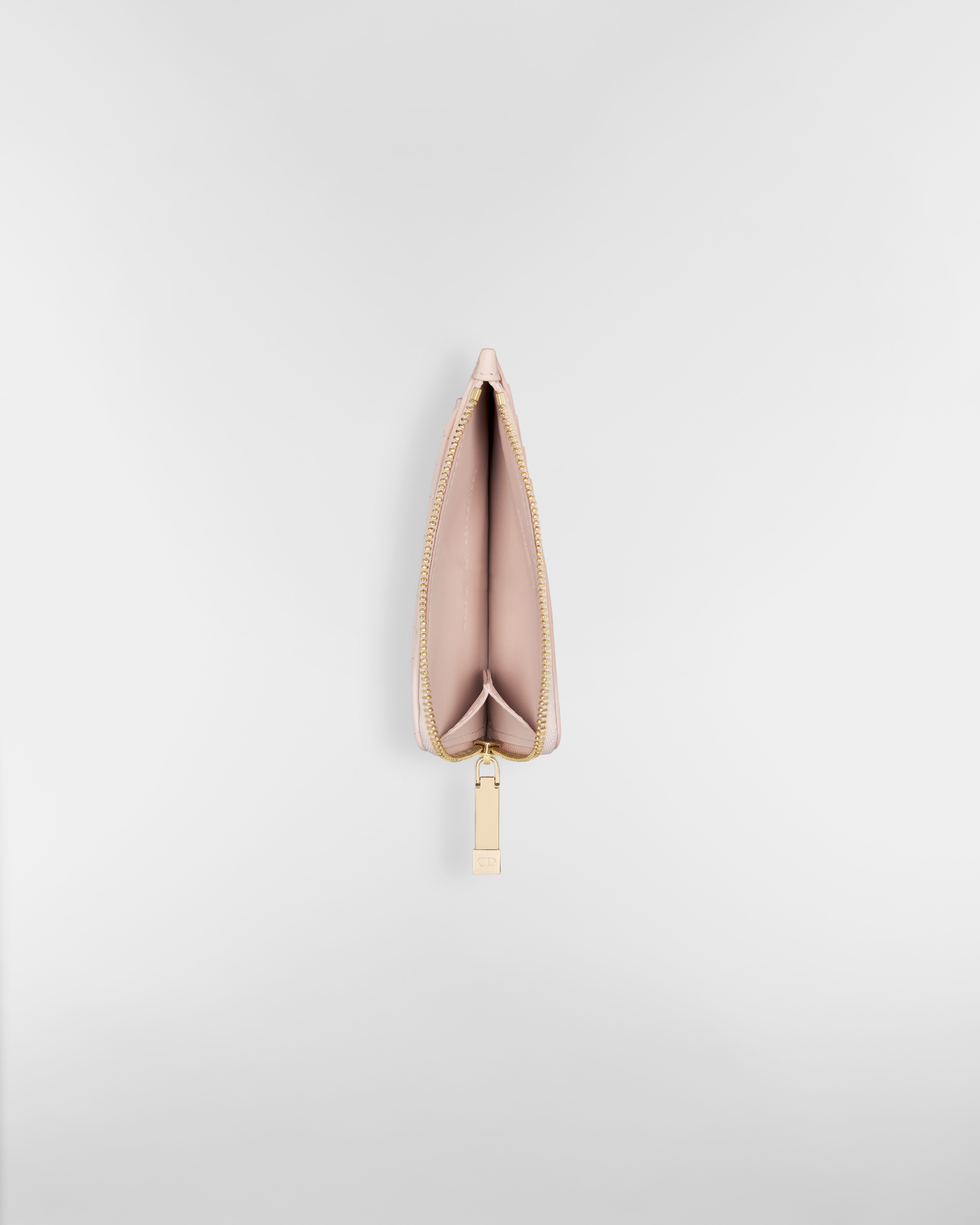 Lady Dior Cosmos 拉鍊卡夾 淡粉色 Cannage 籐格紋羊皮 E06