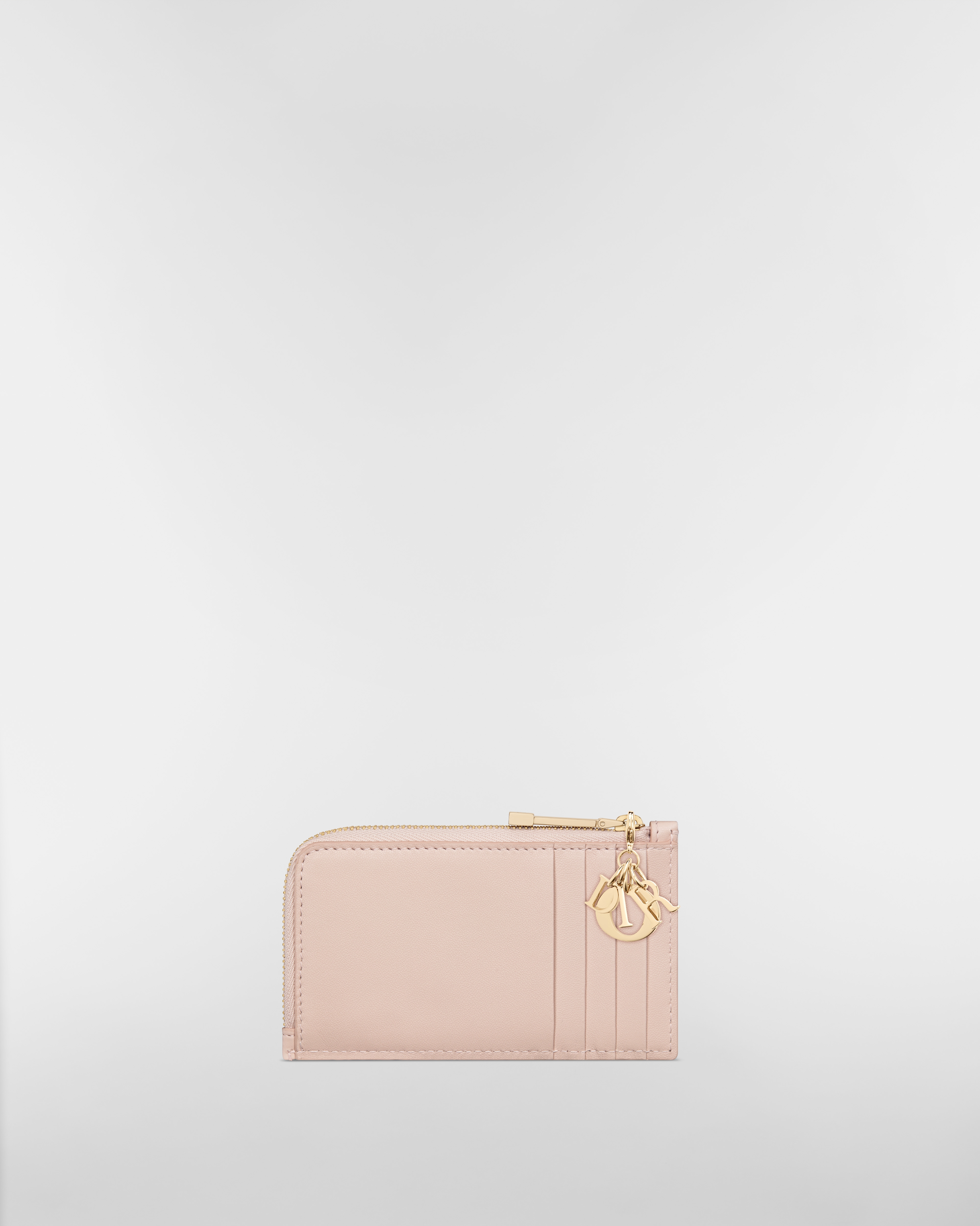 Lady Dior Cosmos 拉鍊卡夾 淡粉色 Cannage 籐格紋羊皮 E08