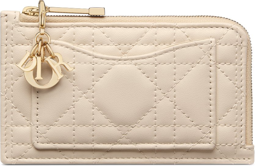 Lady Dior Cosmos Zipped Card Holder Cloud Blue Cannage Lambskin | DIOR