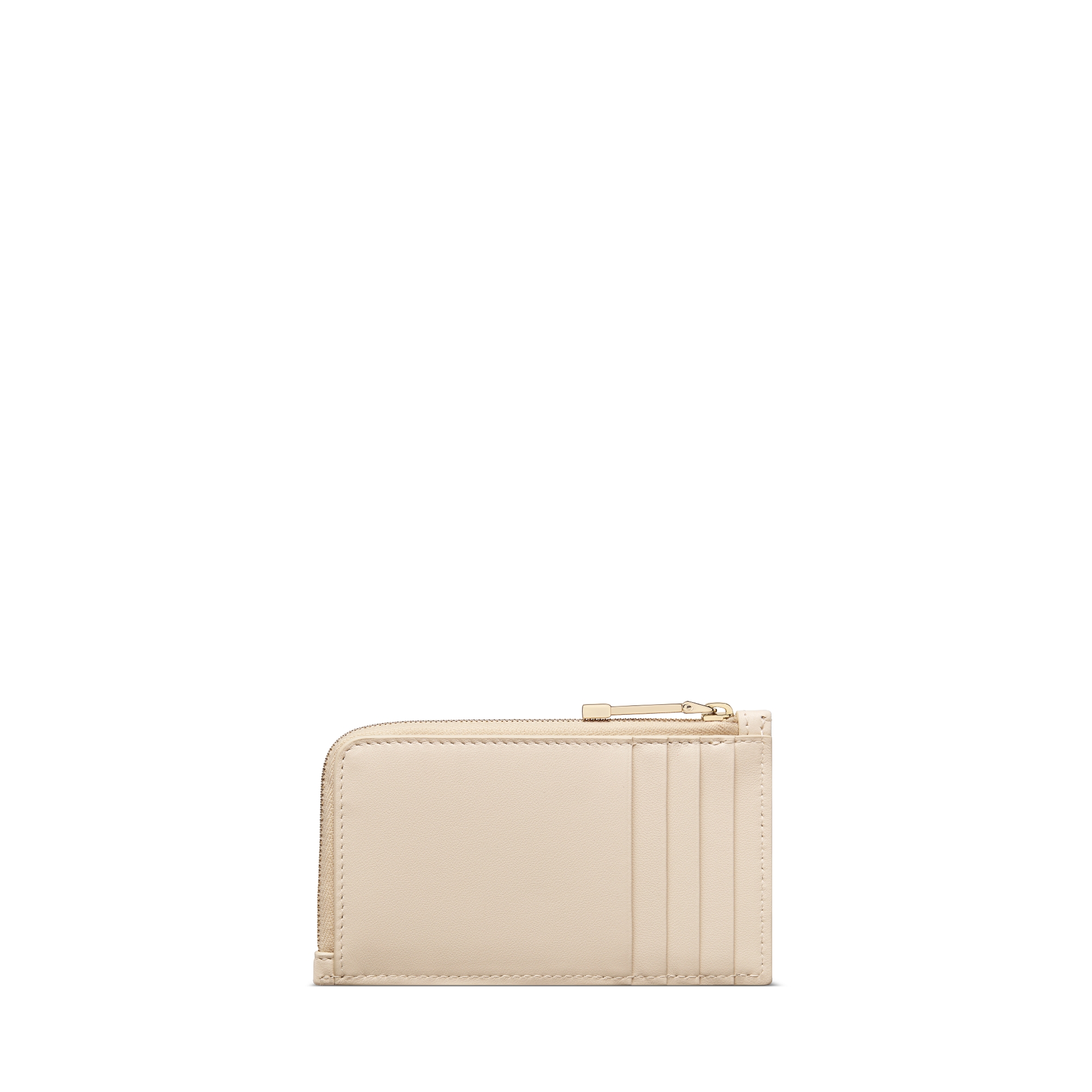 กระเป๋าใส่บัตรติดซิป Lady Dior Cosmos หนังแกะลาย Cannage สีขาวงาช้างโทนหม่น E08