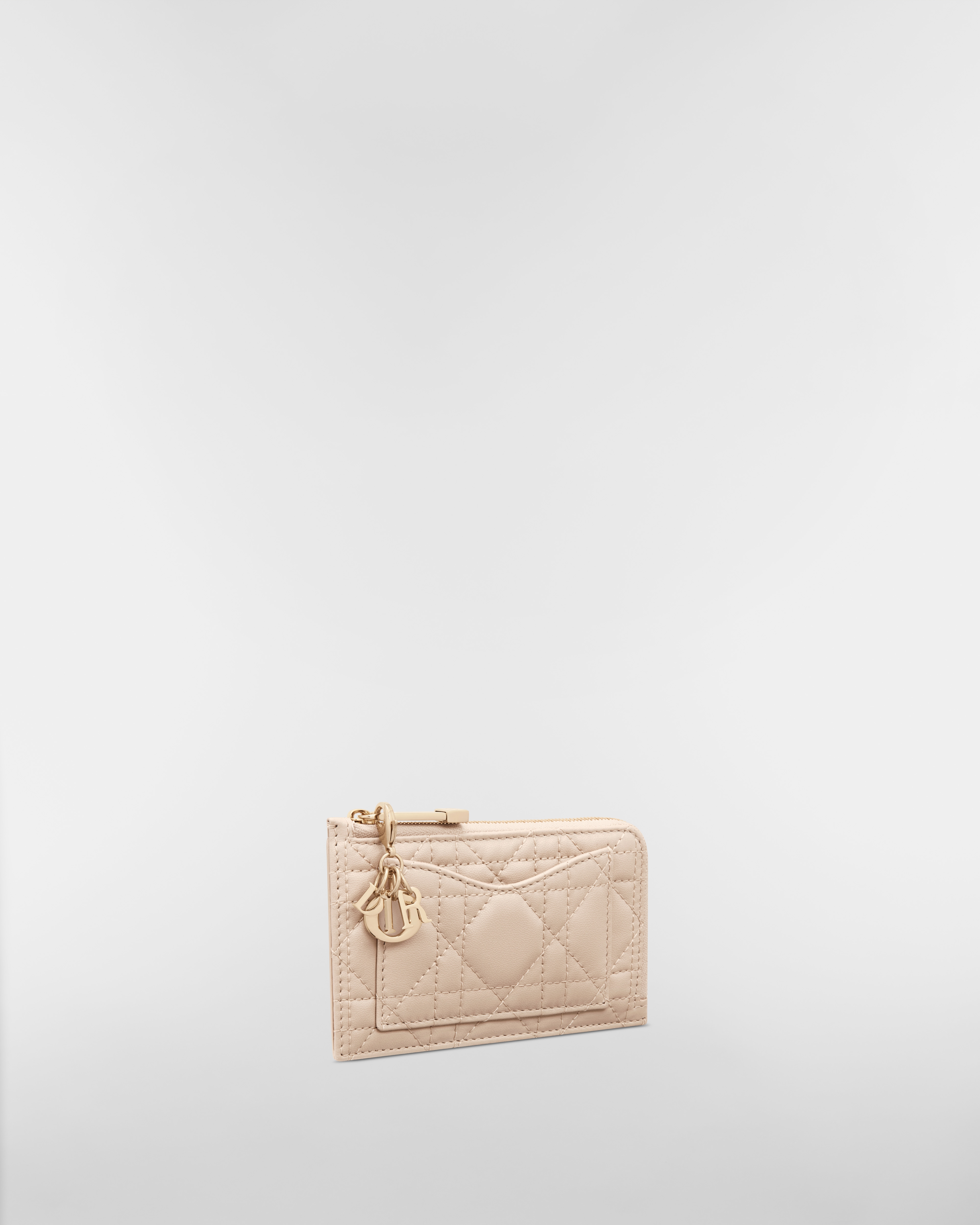 Lady Dior Cosmos Zipped Card Holder Powder Beige Cannage Lambskin E03