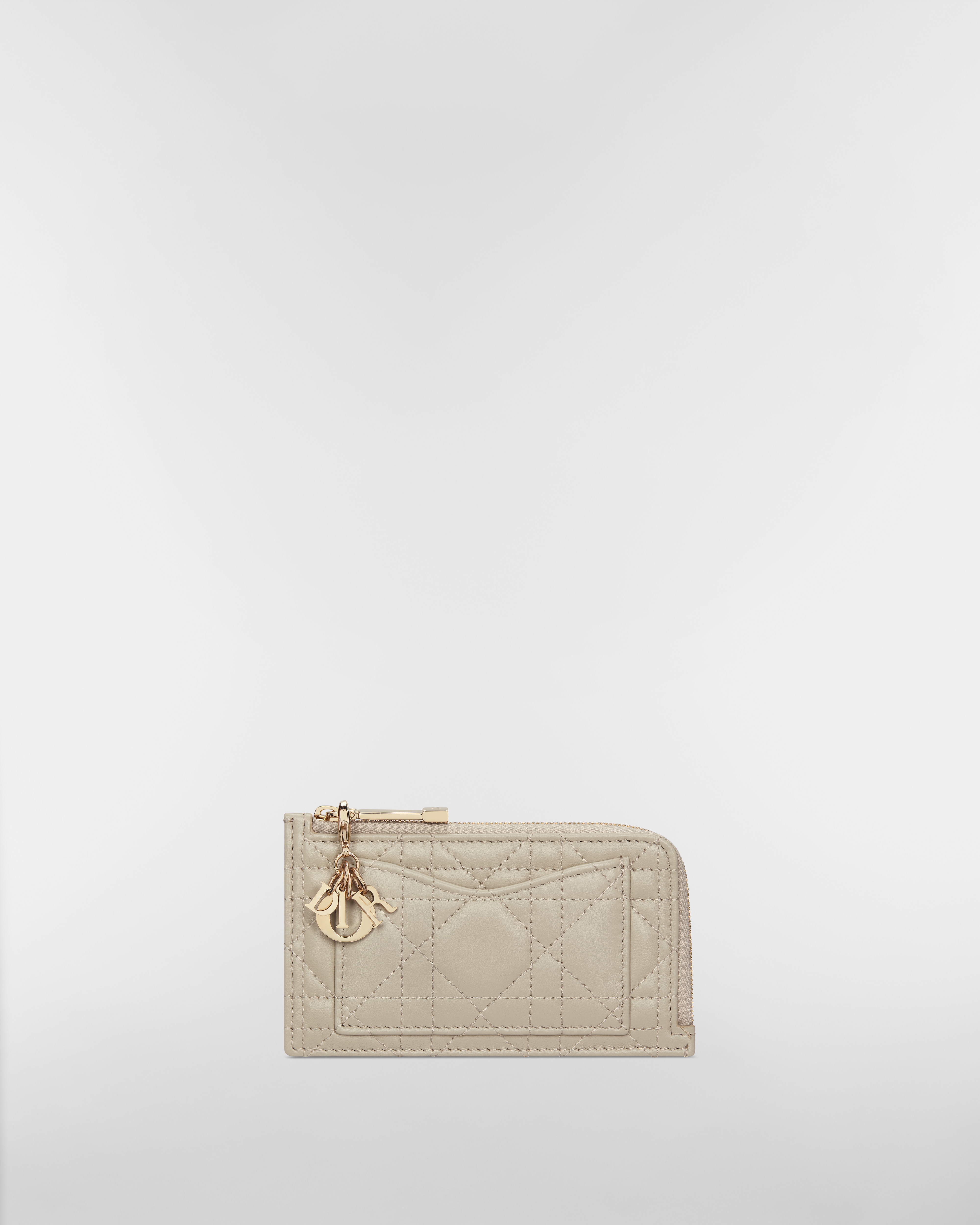 Lady Dior Cosmos Zipped Card Holder Rope Beige Cannage Lambskin E01