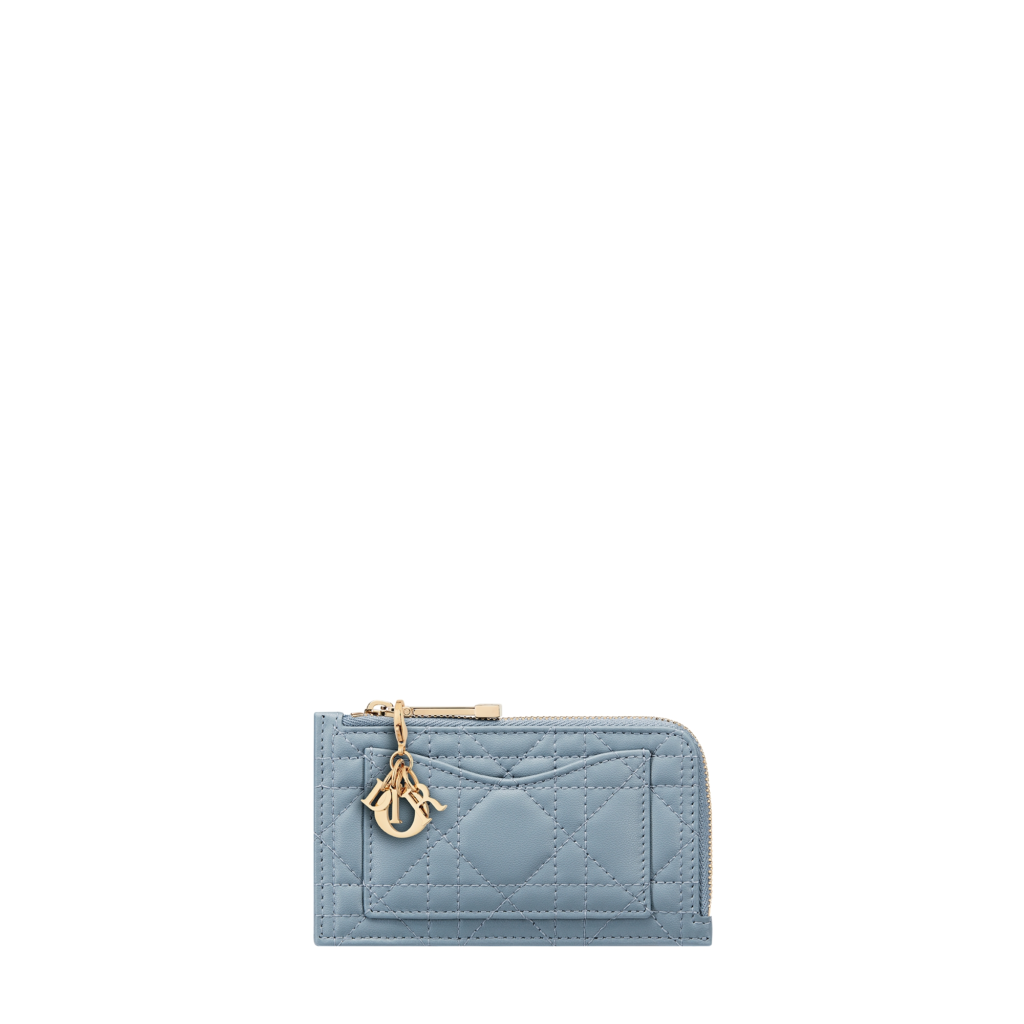 Lady Dior Cosmos Zipped Card Holder Cloud Blue Cannage Lambskin E01