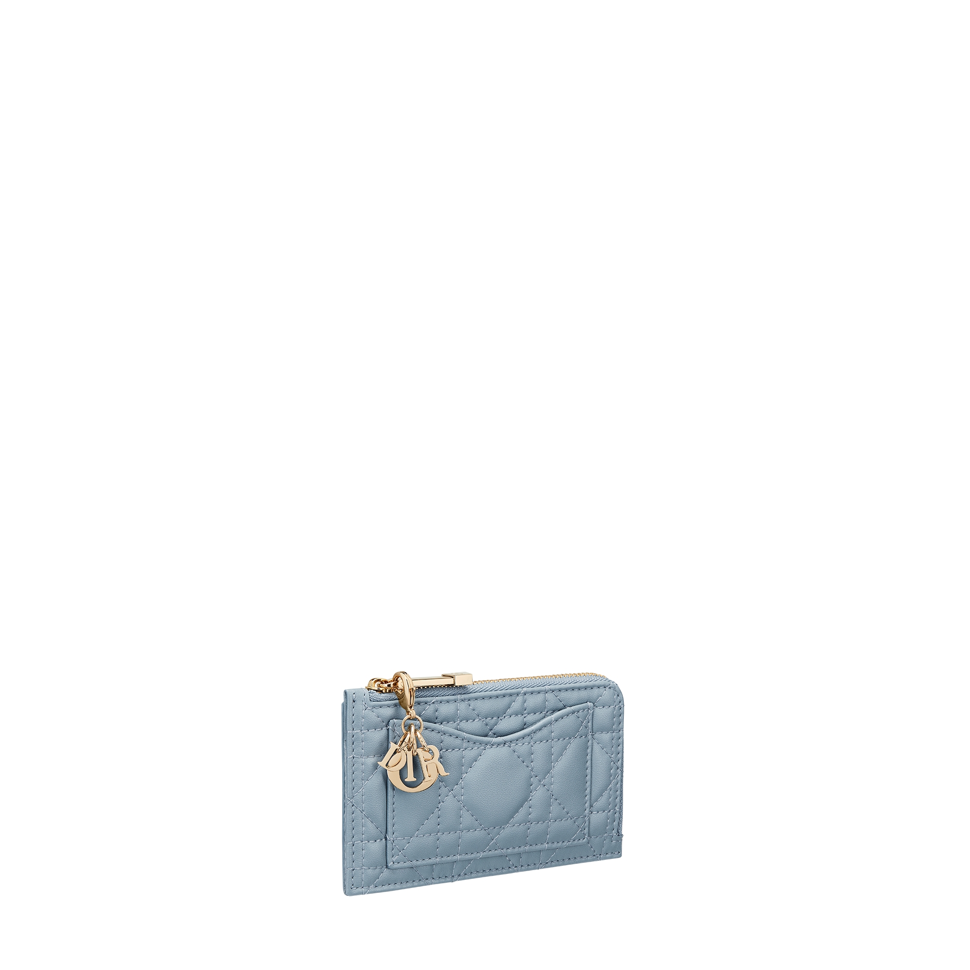 Lady Dior Cosmos Zipped Card Holder Cloud Blue Cannage Lambskin E03
