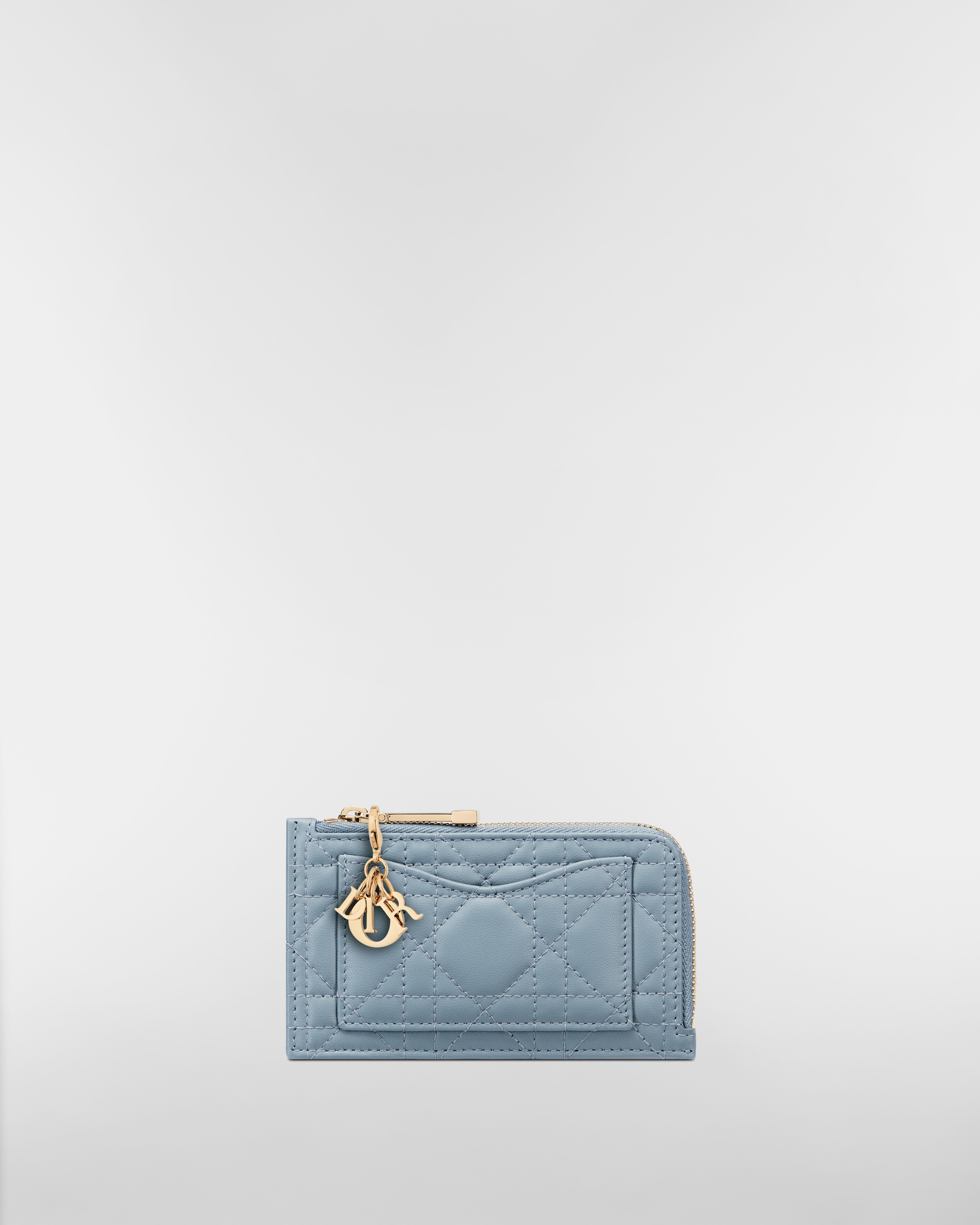 Lady Dior Cosmos 拉鍊卡夾 雲藍色 Cannage 籐格紋羊皮 E01