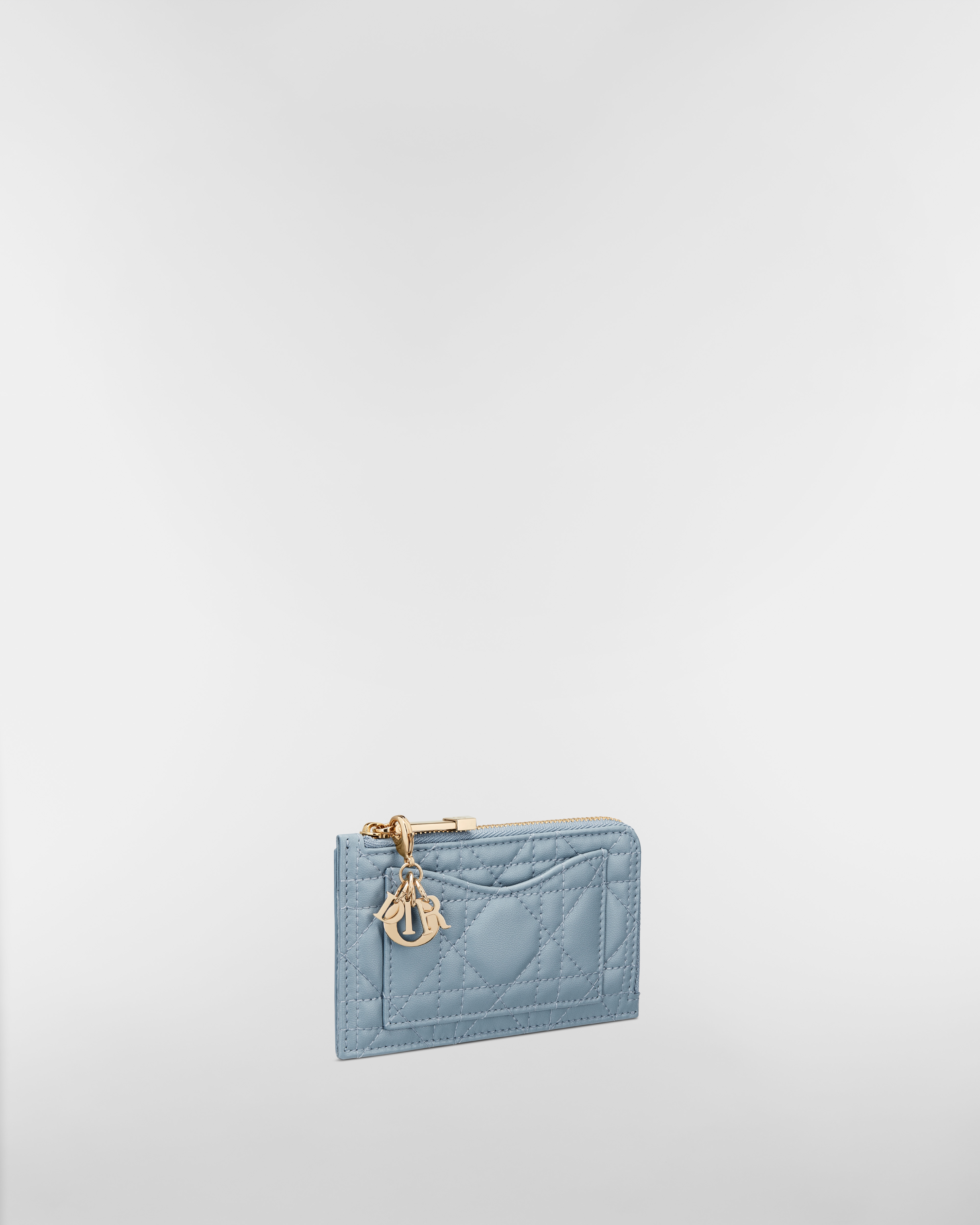 Lady Dior Cosmos Zipped Card Holder Cloud Blue Cannage Lambskin E03